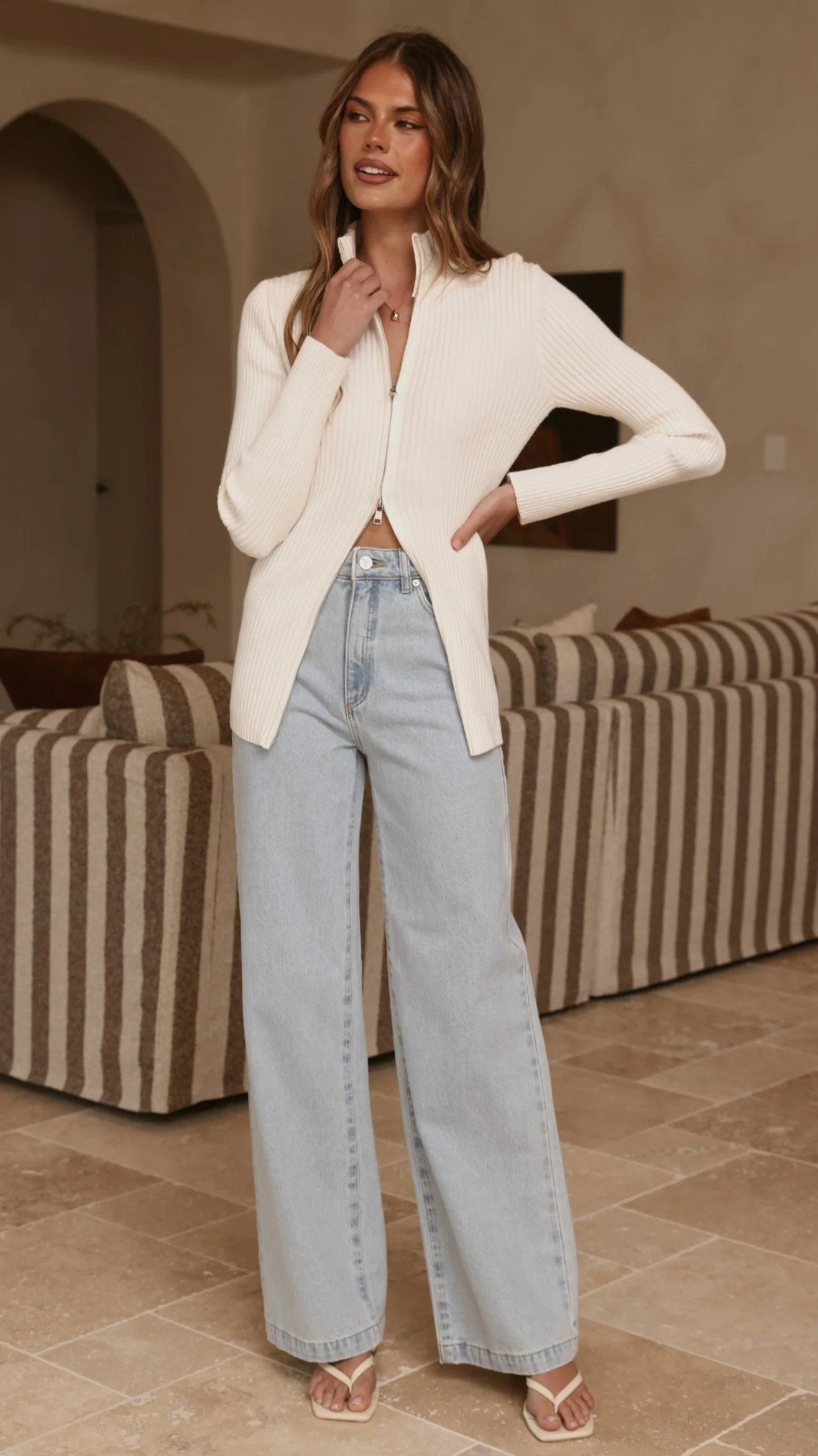 Cleo Long Sleeve Top - White - Image 6