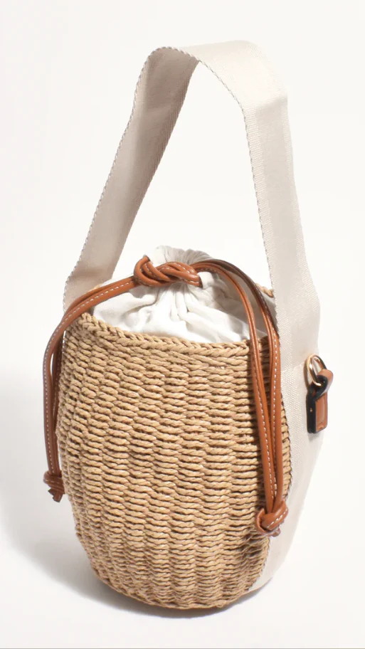 Cleo Woven Bucket Handbag - Natural / Tan - Image 6
