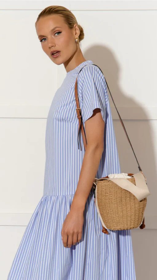 Cleo Woven Bucket Handbag - Natural / Tan - Image 7