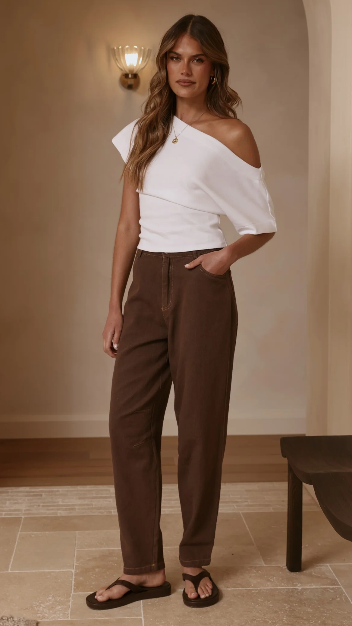 Cleora Barrel Jeans - Chocolate - Image 11