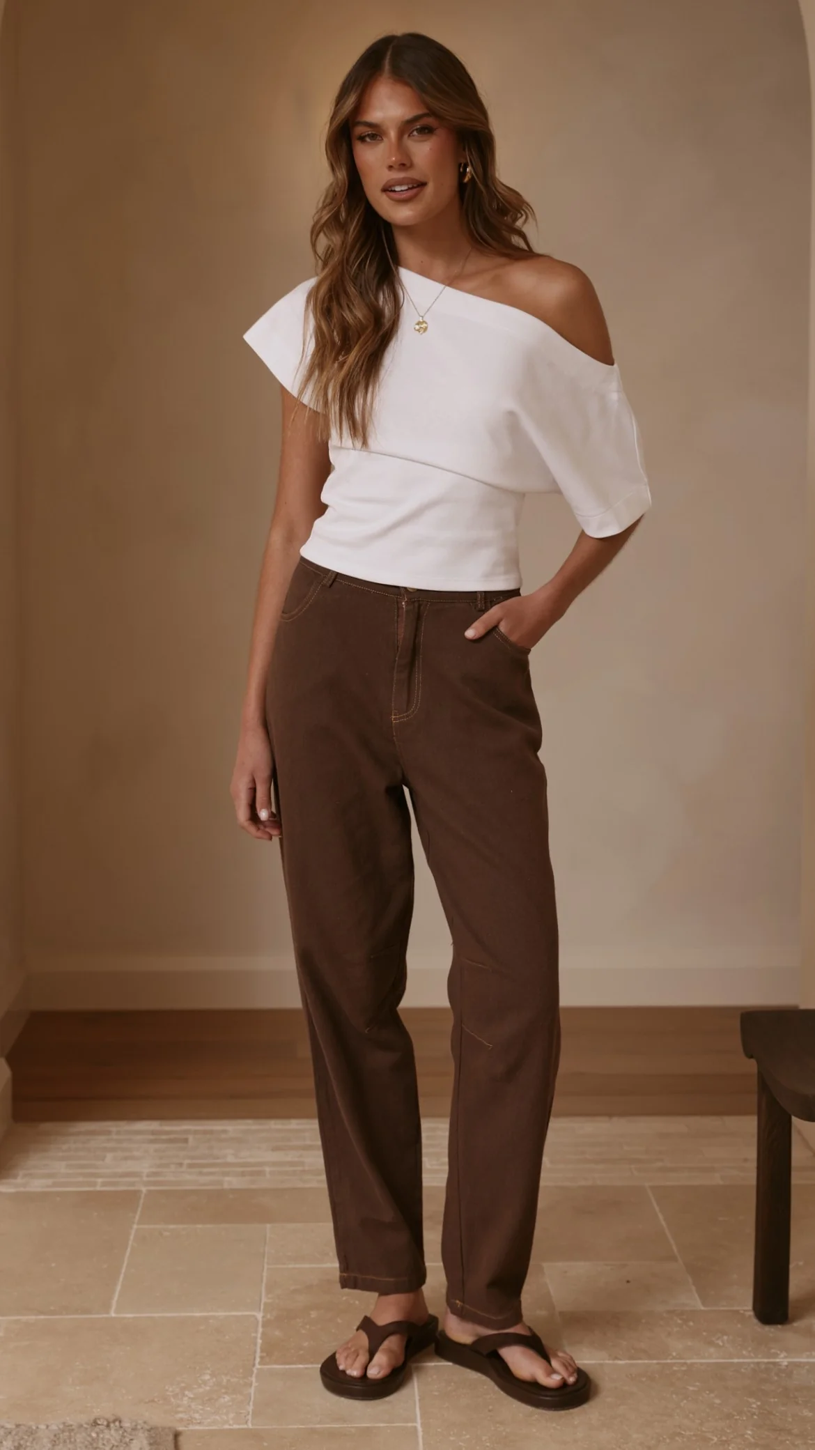 Cleora Barrel Jeans - Chocolate - Image 3
