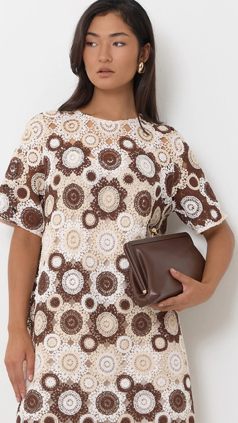 Clip Top Soft Rectangle Clutch - Chocolate - Image 2