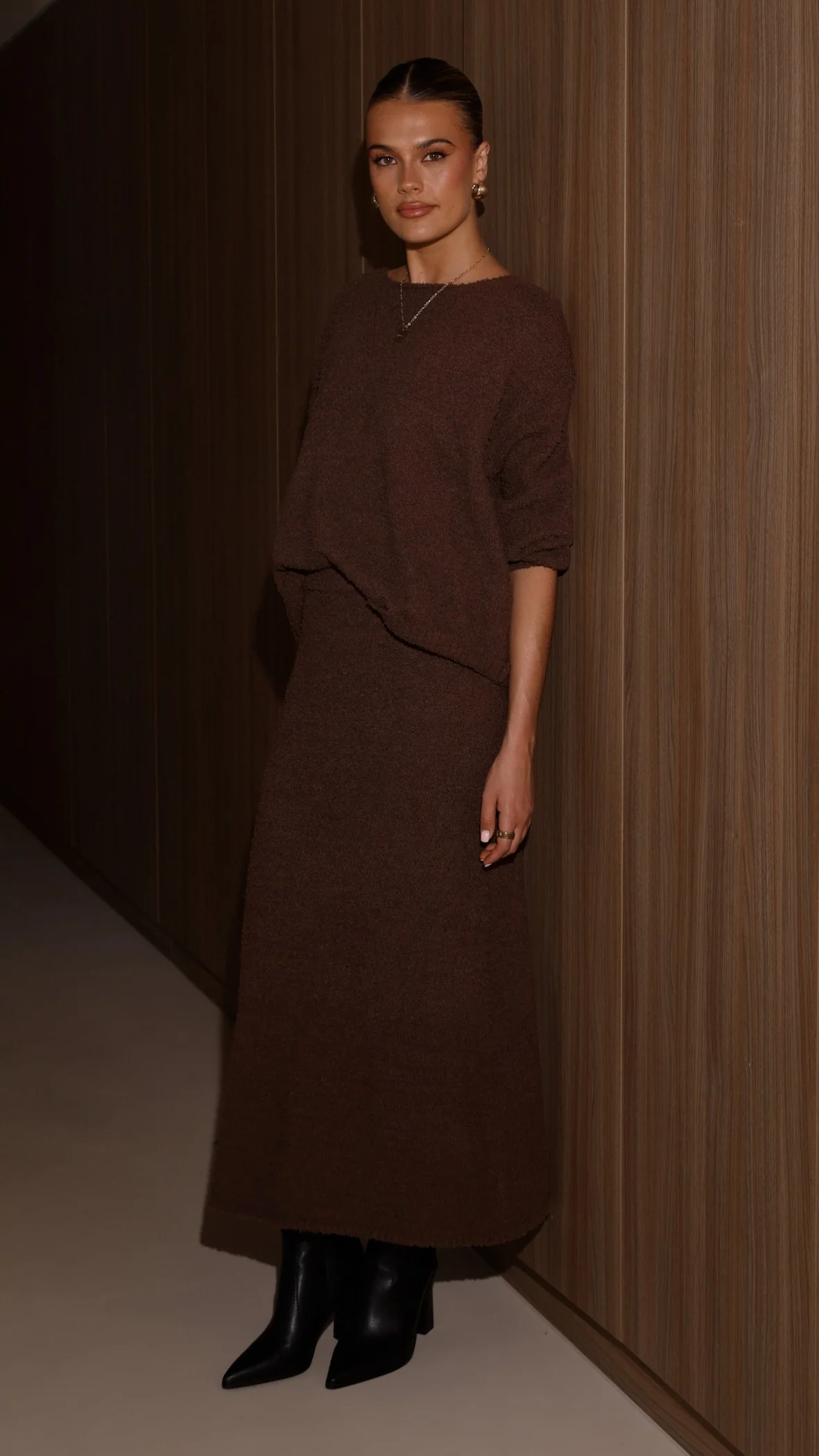 Cohen Knit Midi Skirt - Chocolate - Image 10