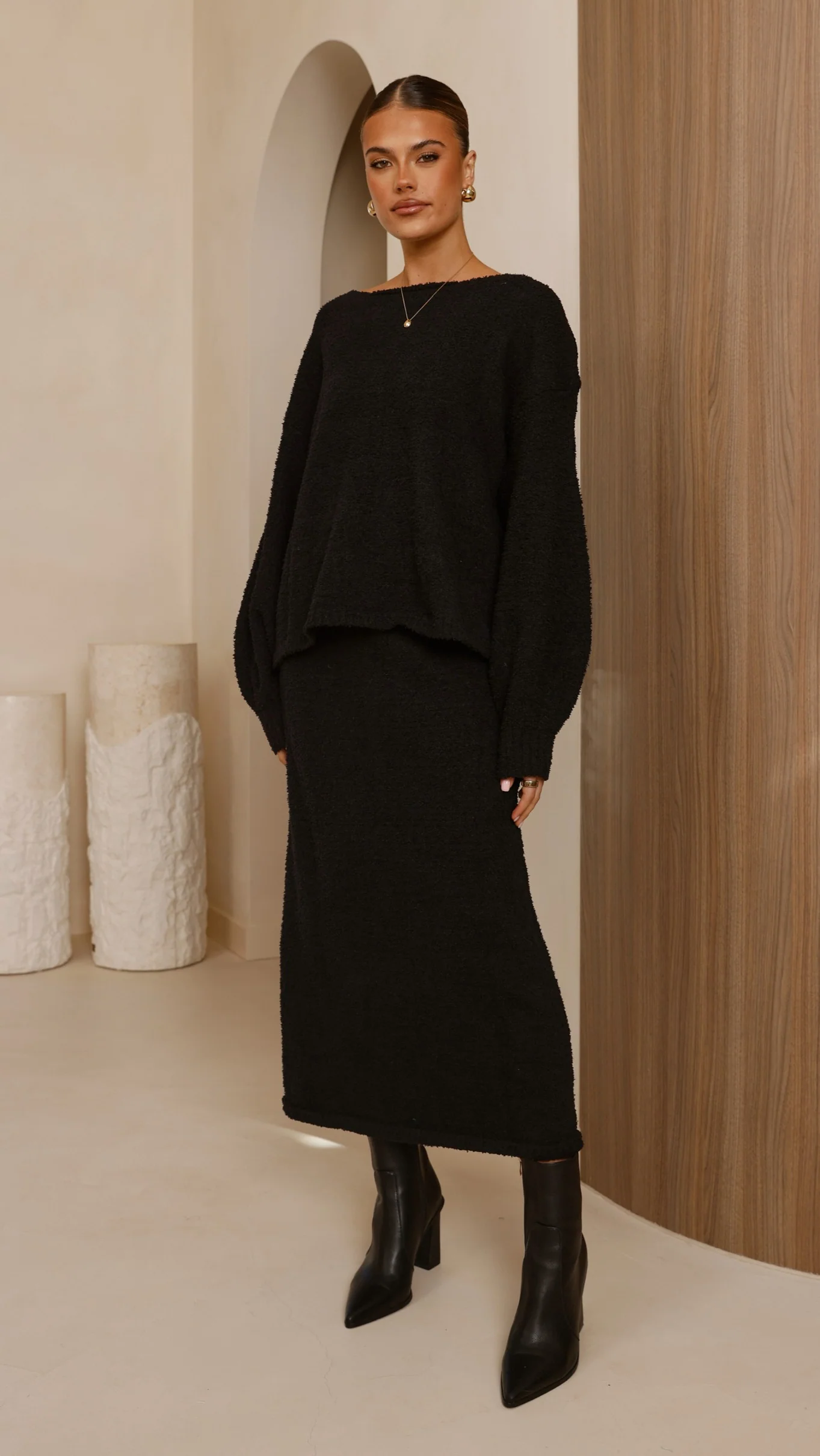 Cohen Knit Midi Skirt - Black - Image 10