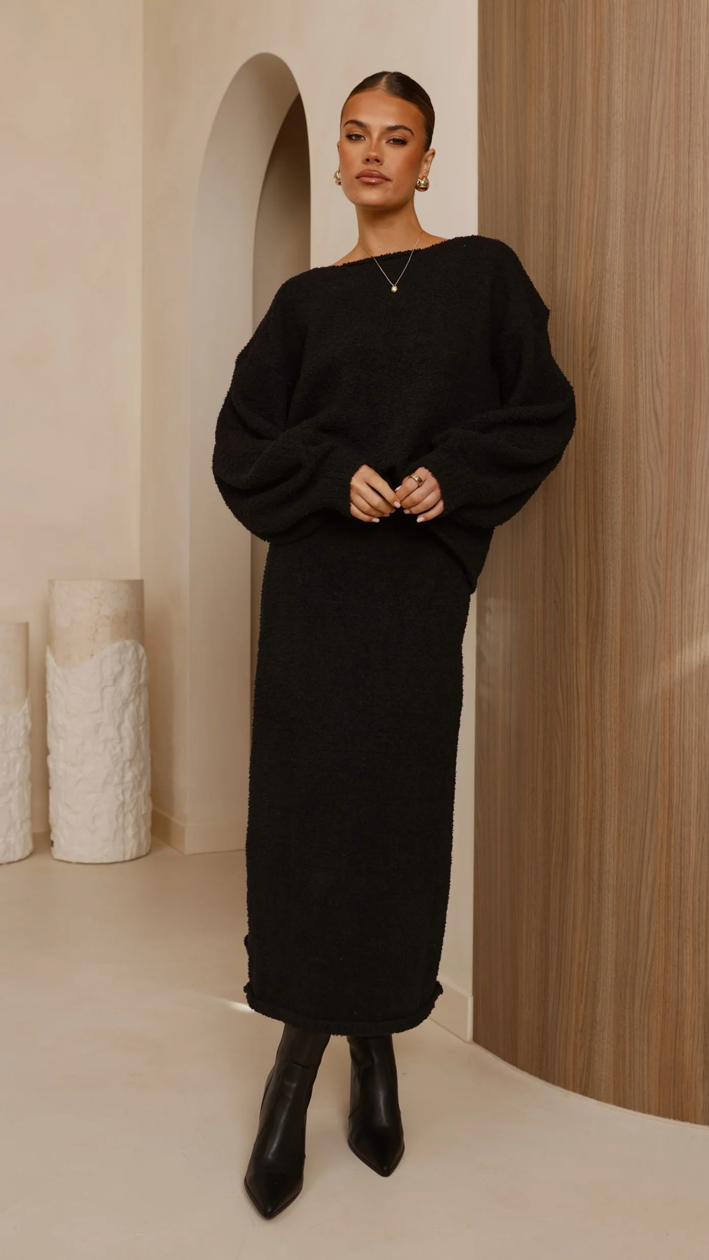Cohen Knit Midi Skirt - Black - Image 6
