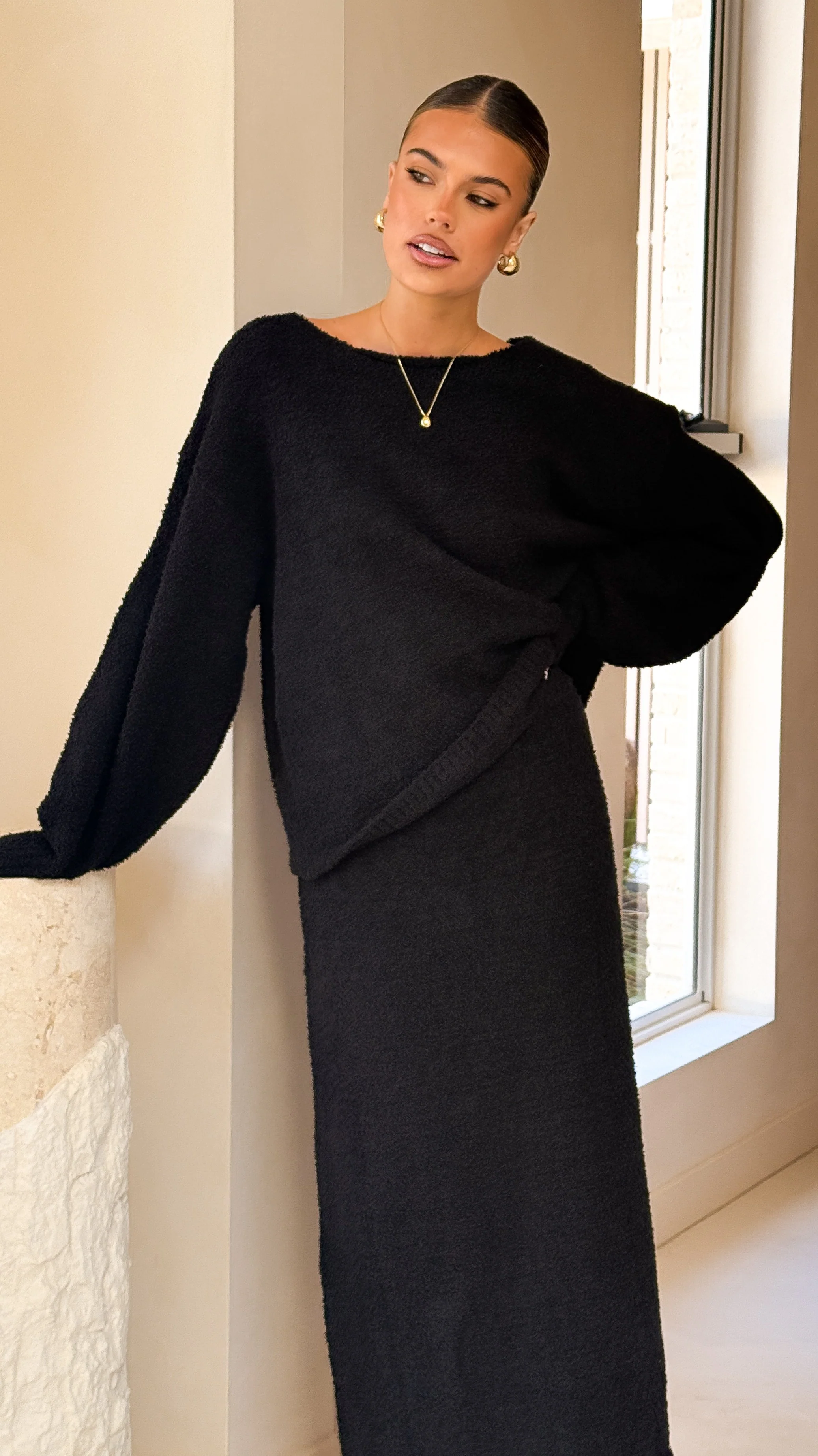 Cohen Knit Midi Skirt - Black - Image 8