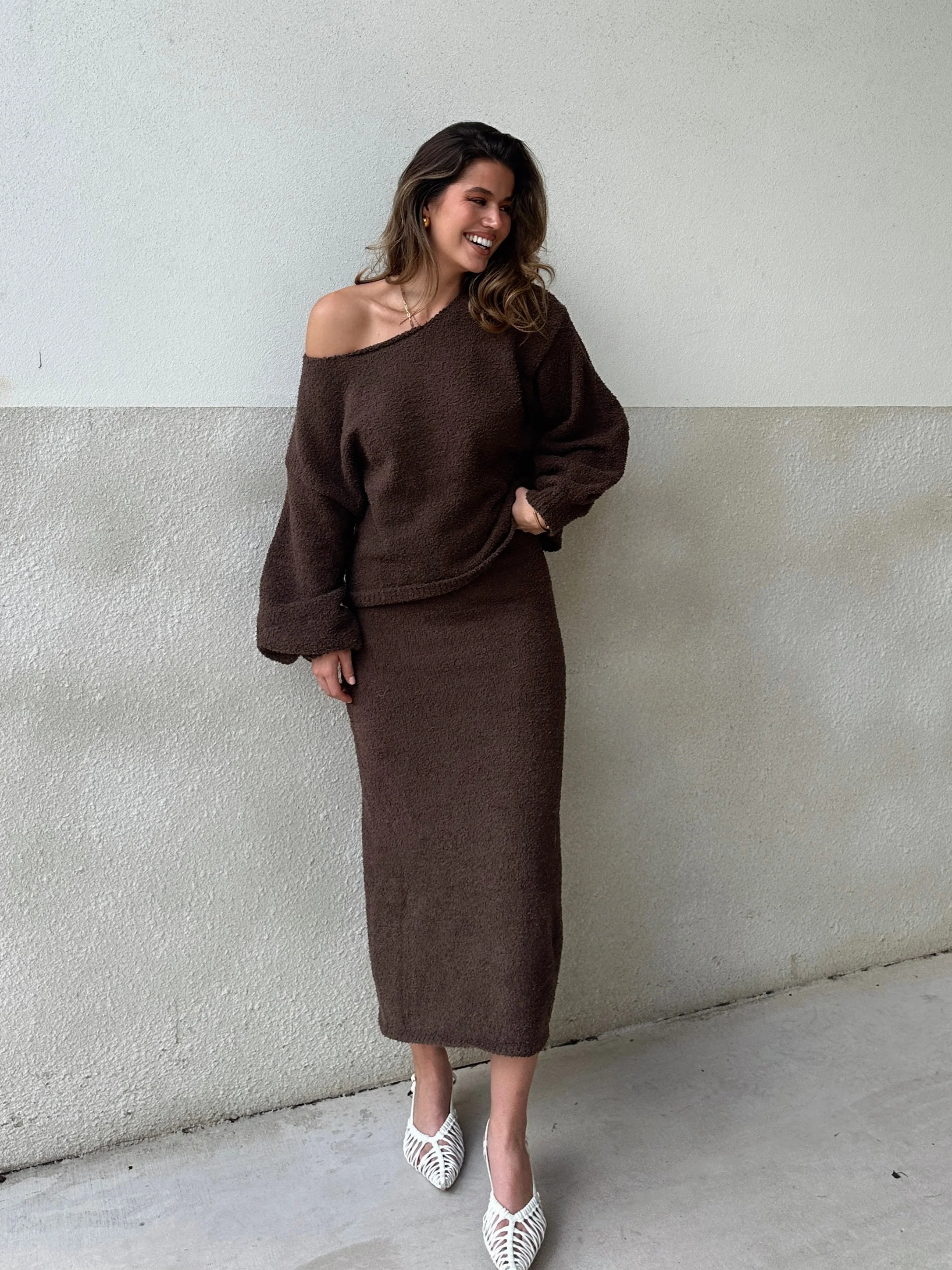 Cohen Knit Midi Skirt - Chocolate - Image 11