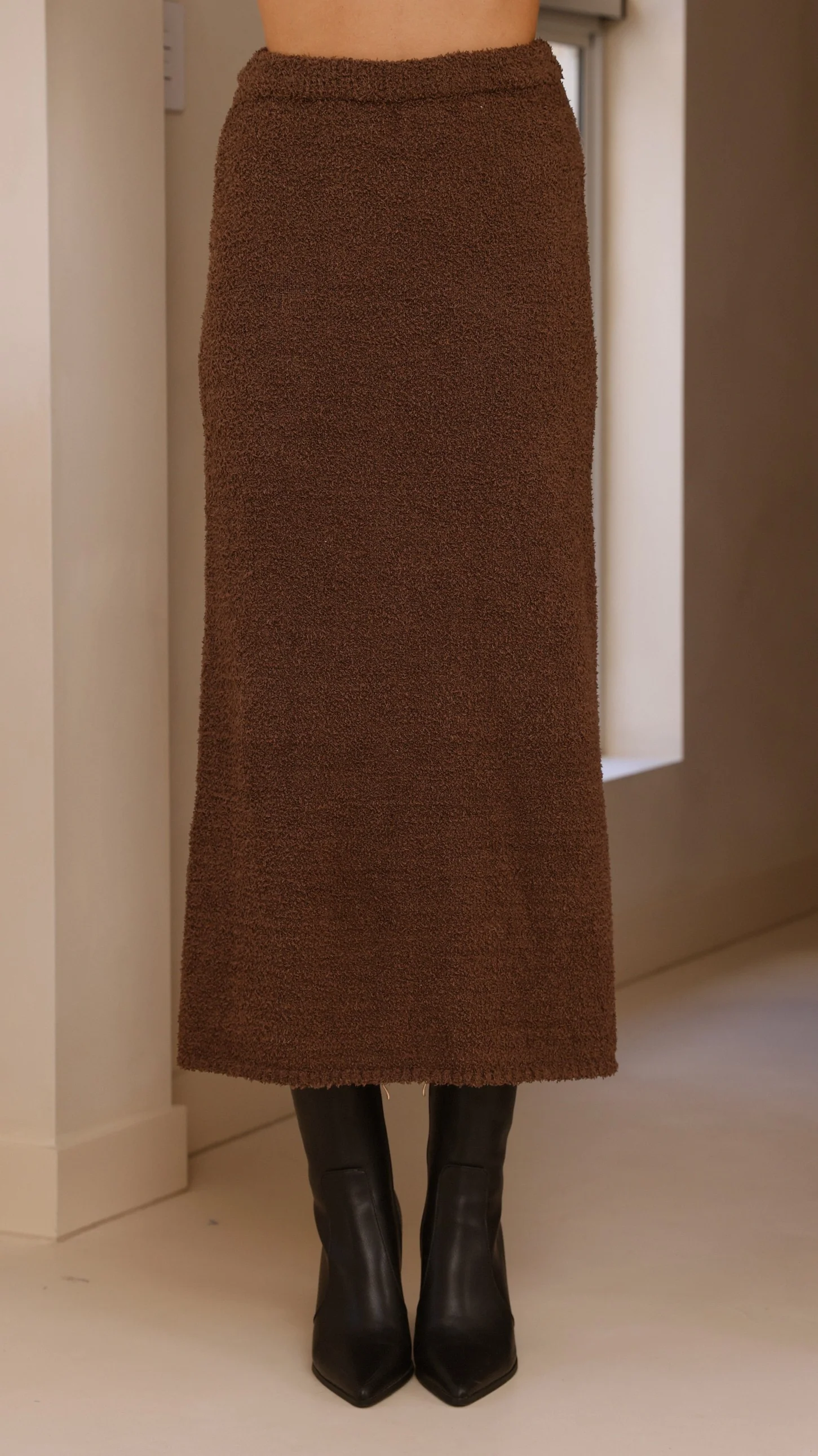 Cohen Knit Midi Skirt - Chocolate - Image 3