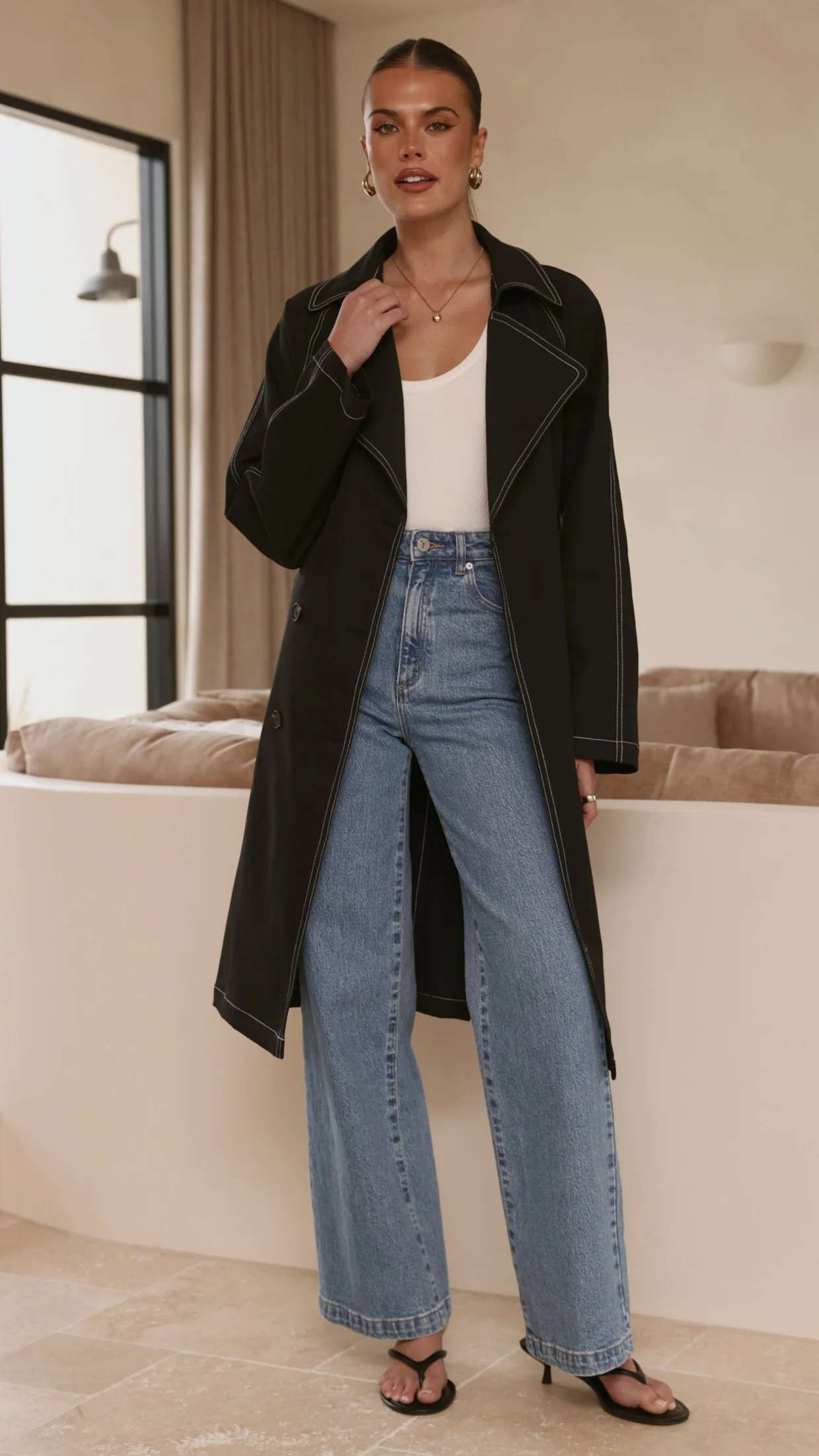 Cora Trench Coat - Black - Image 6