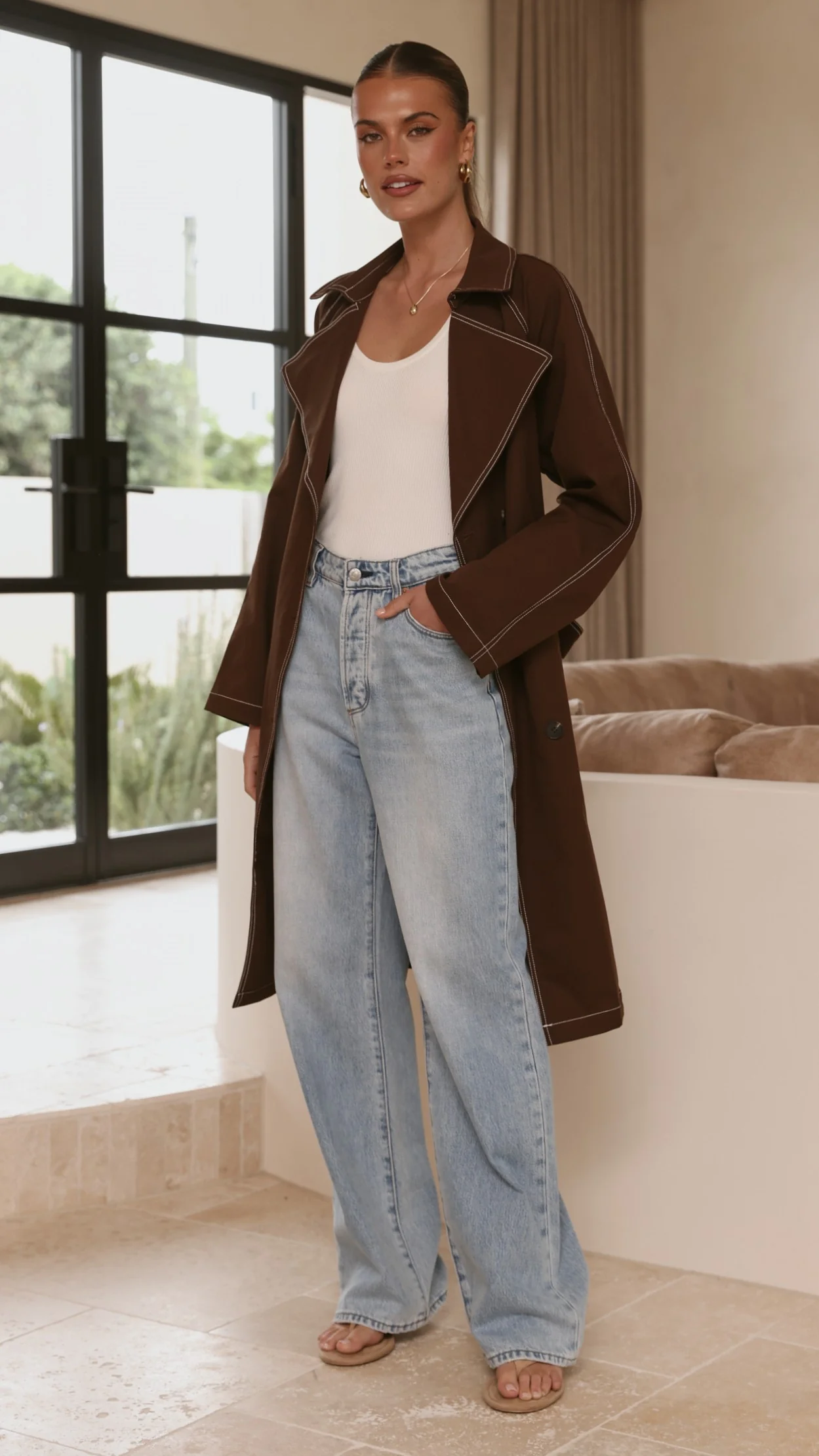 Cora Trench Coat - Brown - Image 4