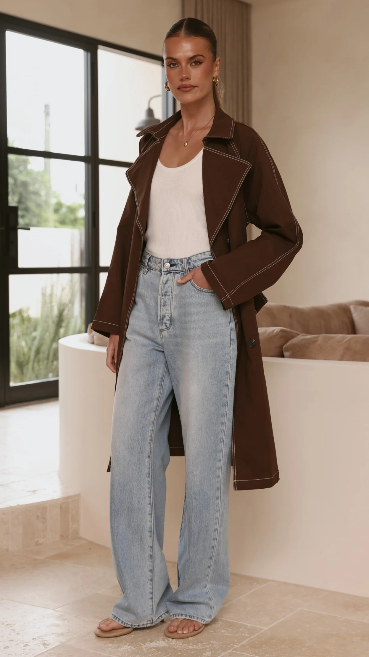 Cora Trench Coat - Brown - Image 9