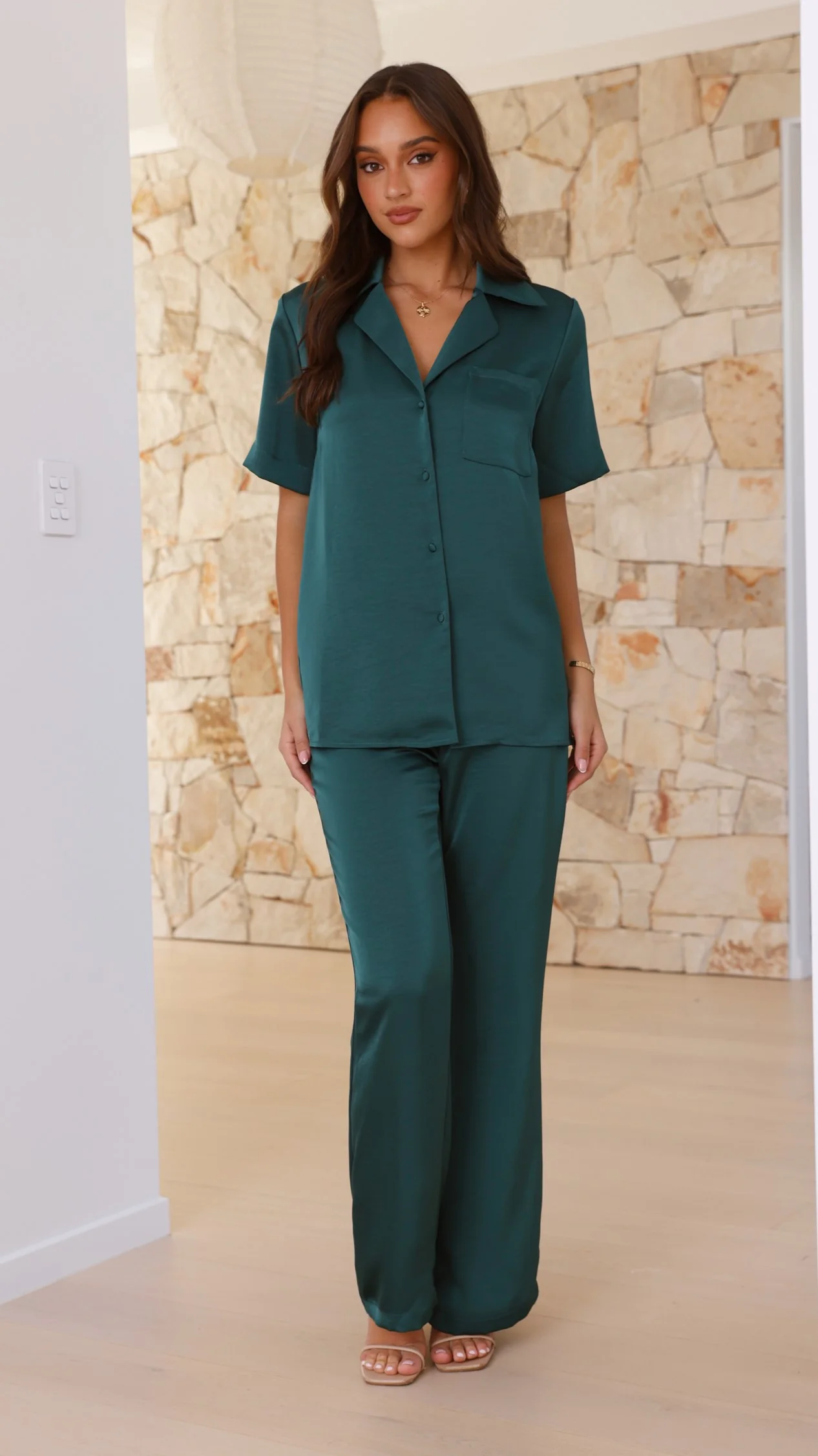 Courtney Button Up Shirt - Emerald - Image 8