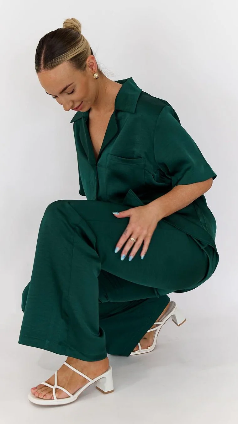 Courtney Button Up Shirt - Emerald - Image 9