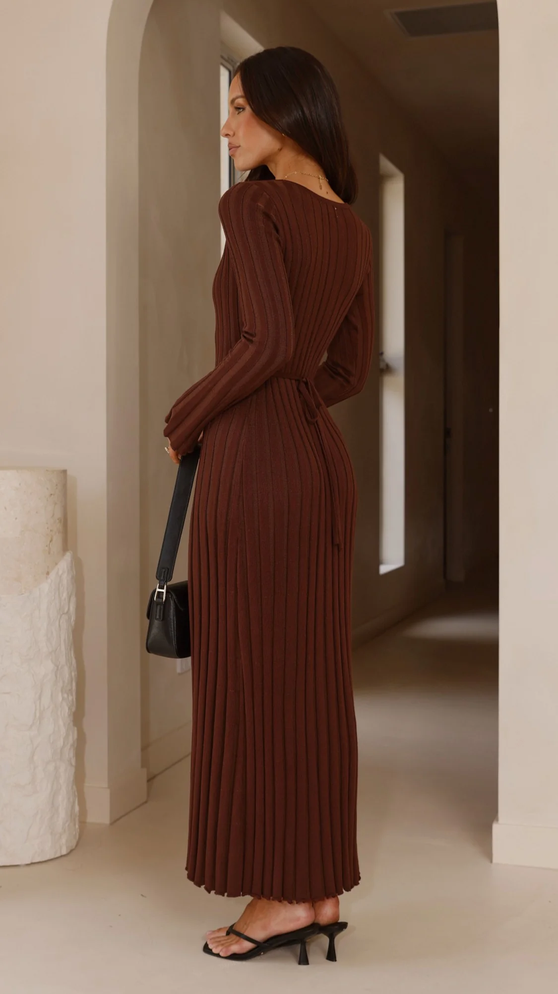 Cyra Long Sleeve Maxi Dress - Chocolate - Image 2