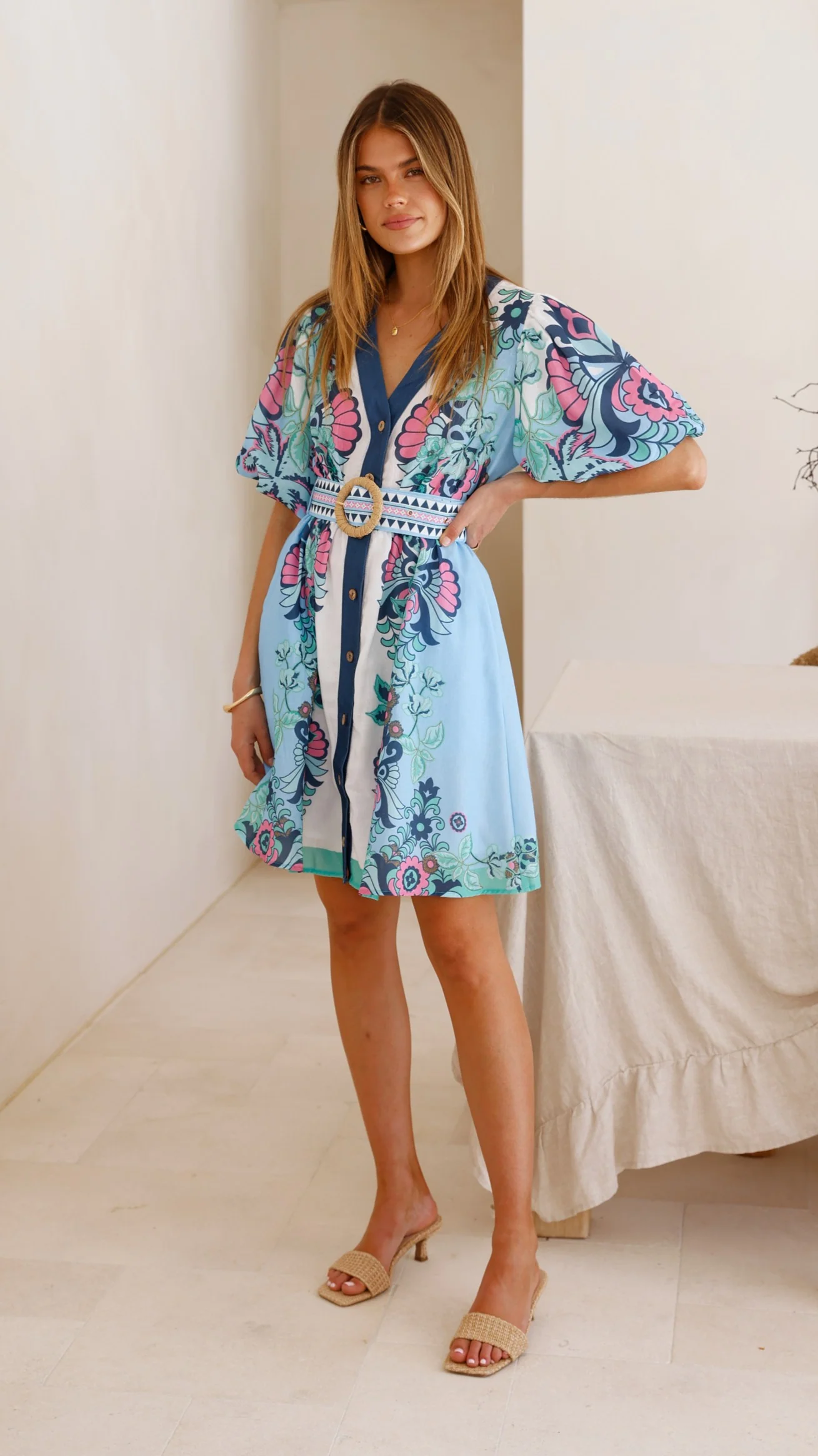 Dali Mini Dress - Island Bloom Blue - Image 11