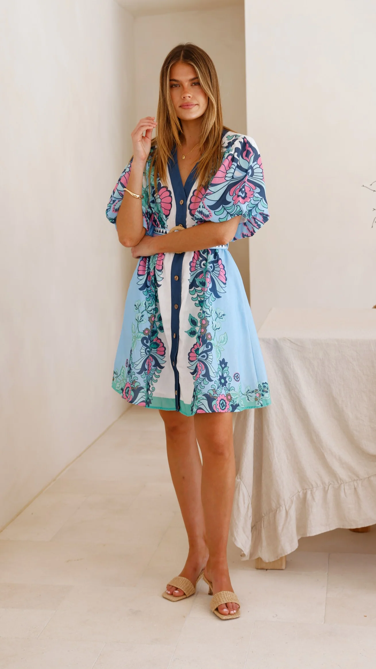 Dali Mini Dress - Island Bloom Blue - Image 6