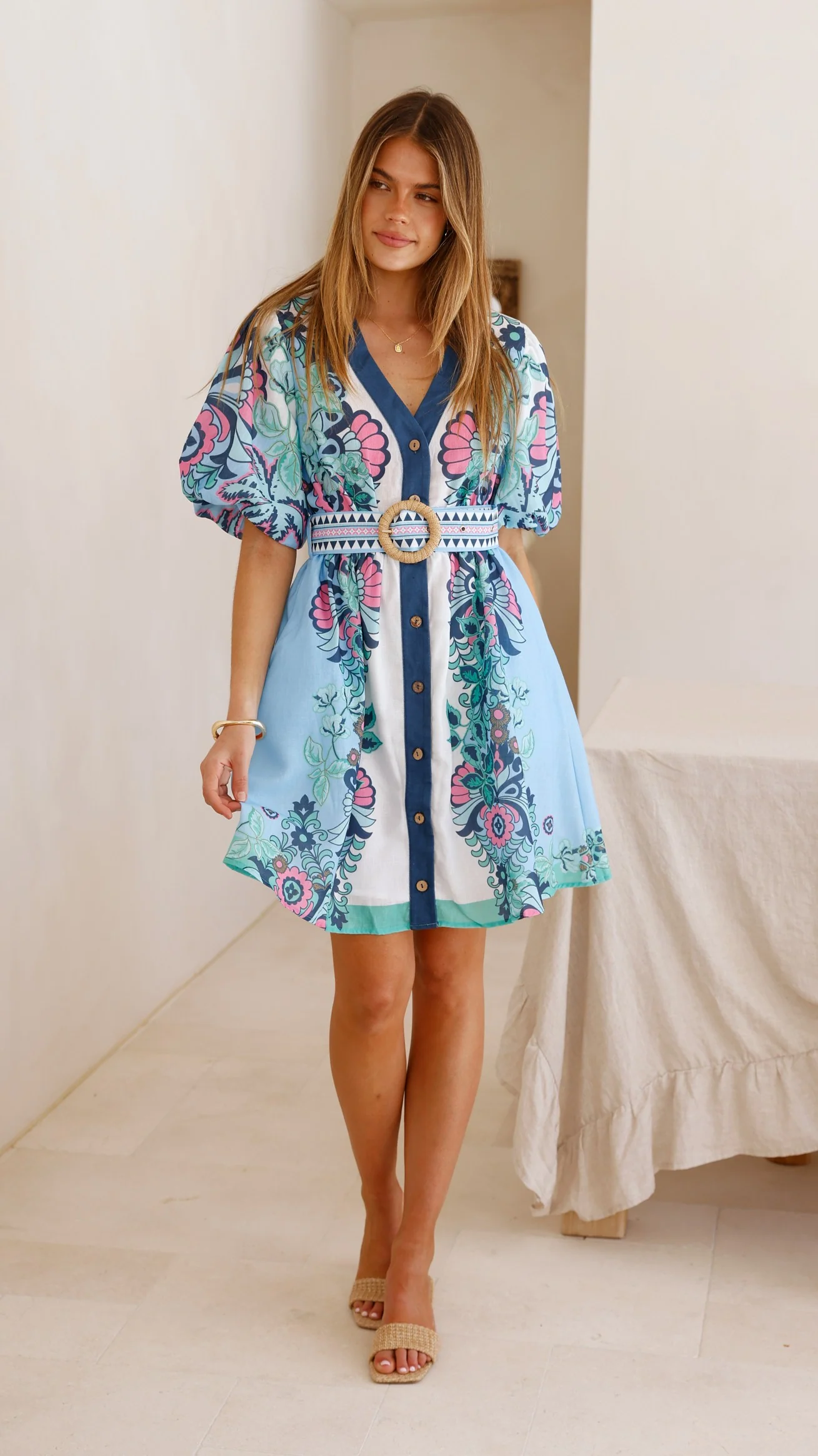 Dali Mini Dress - Island Bloom Blue - Image 8