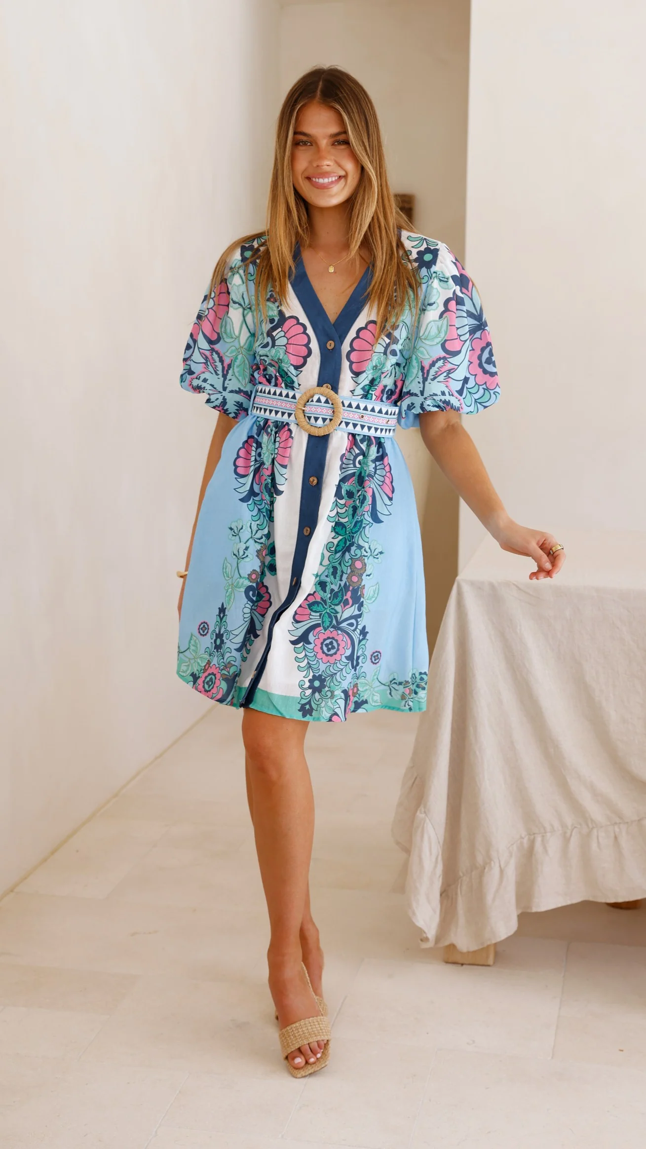 Dali Mini Dress - Island Bloom Blue - Image 9