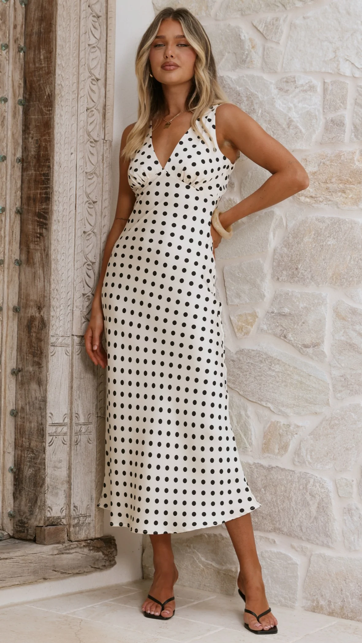 Daphne Maxi Dress - Cream Polka - Image 6