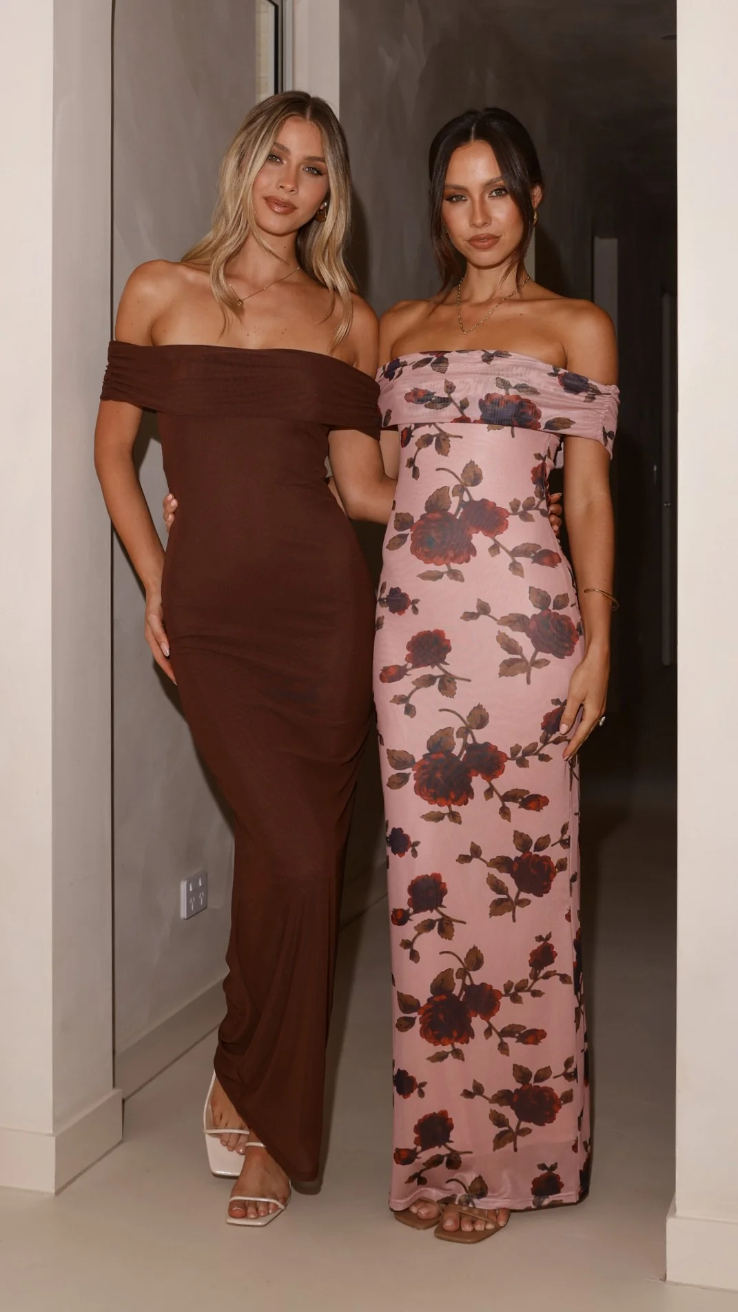 Darcey Off Shoulder Maxi Dress - Brown - Image 13