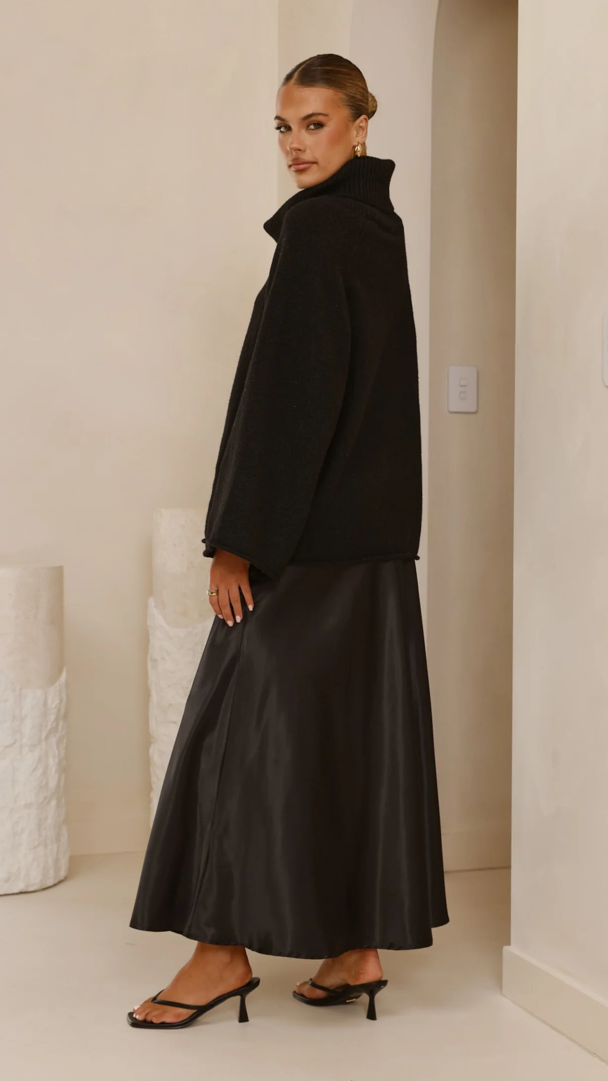 Darina Bias Cut Maxi Skirt - Black - Image 10