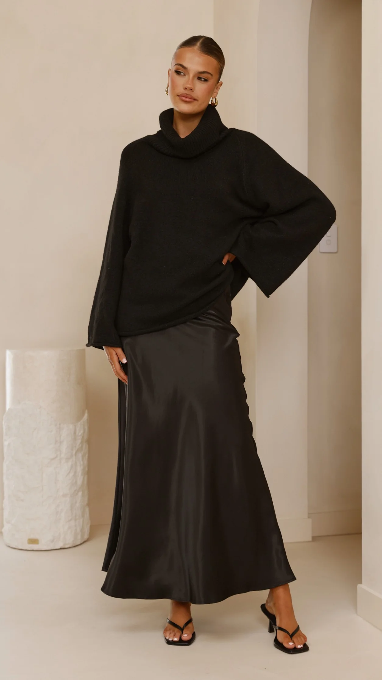 Darina Bias Cut Maxi Skirt - Black - Image 11