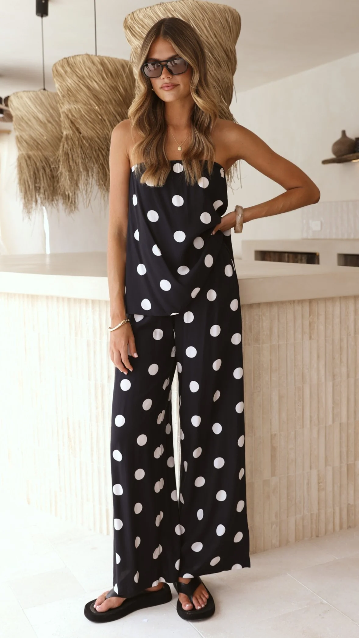 Darya Strapless Top - Black / White Polka Dot - Image 5