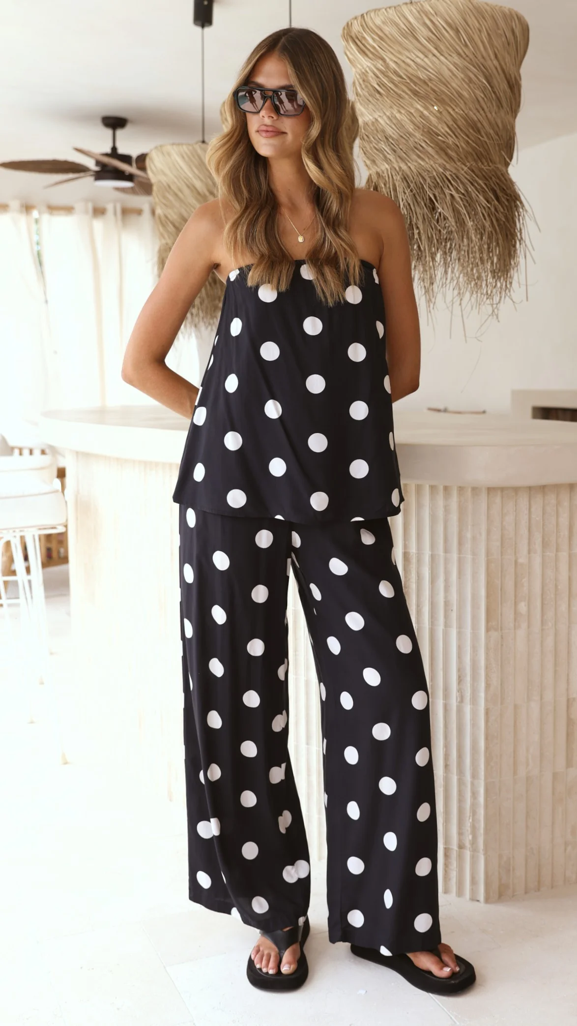 Darya Strapless Top - Black / White Polka Dot - Image 6