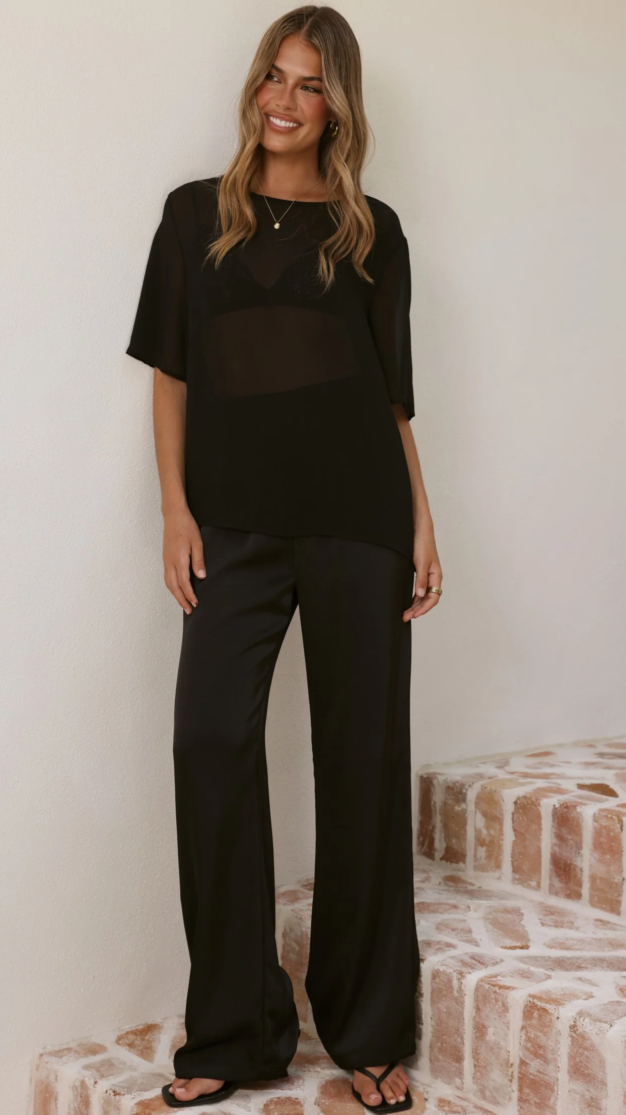 Davette Mesh T-Shirt - Black - Image 5