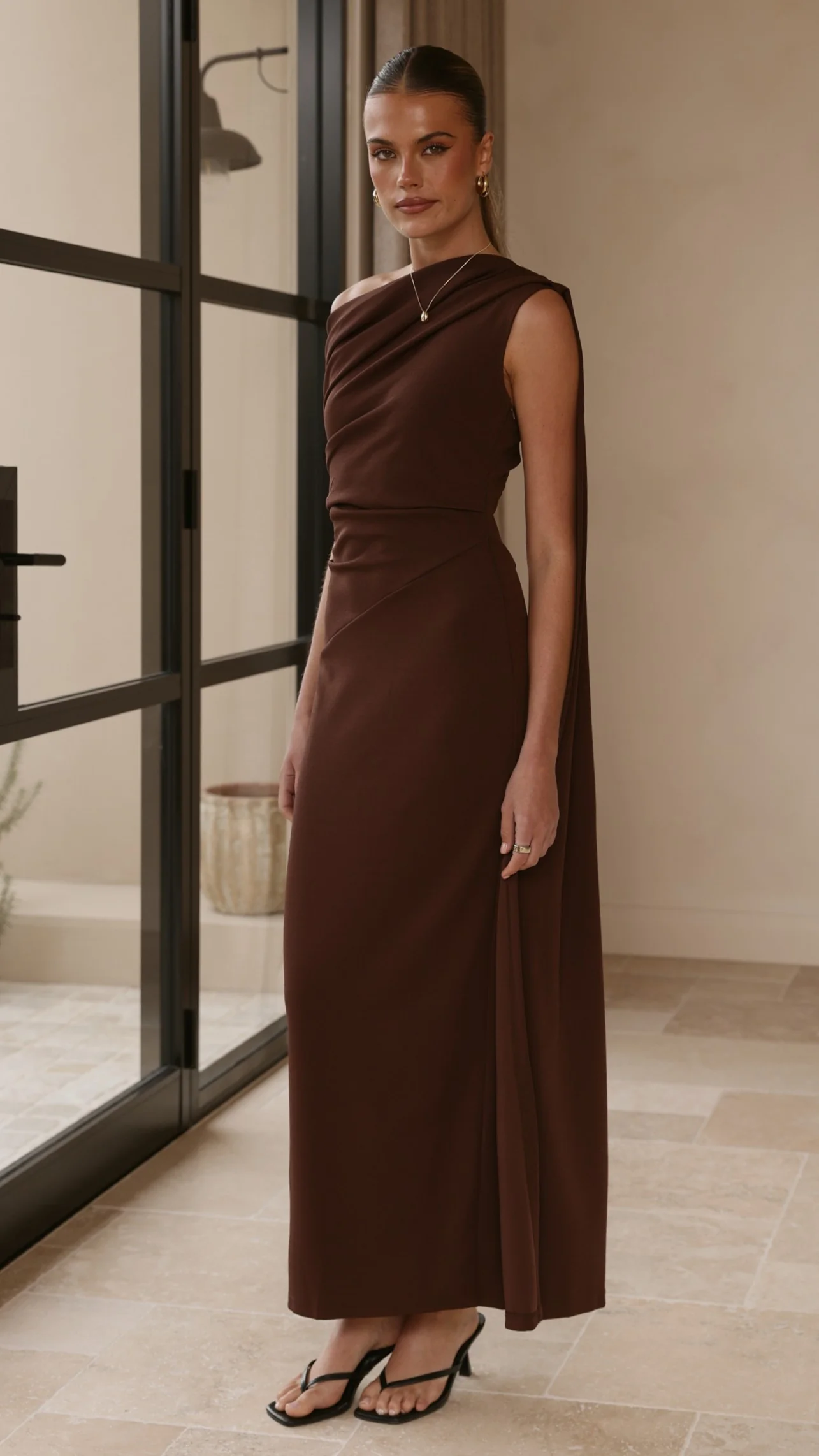 Delilah Maxi Dress - Chocolate - Image 11