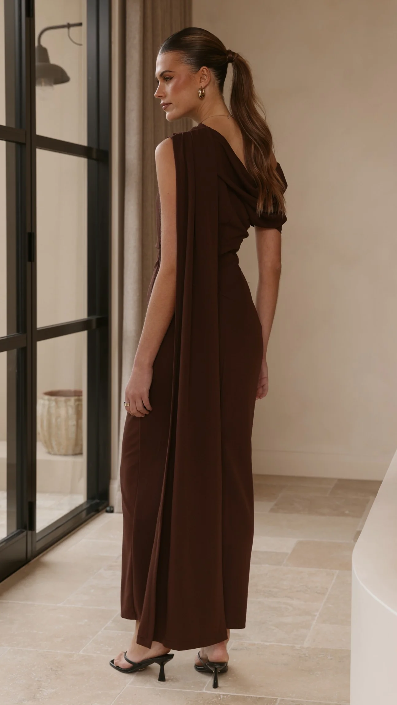 Delilah Maxi Dress - Chocolate - Image 2