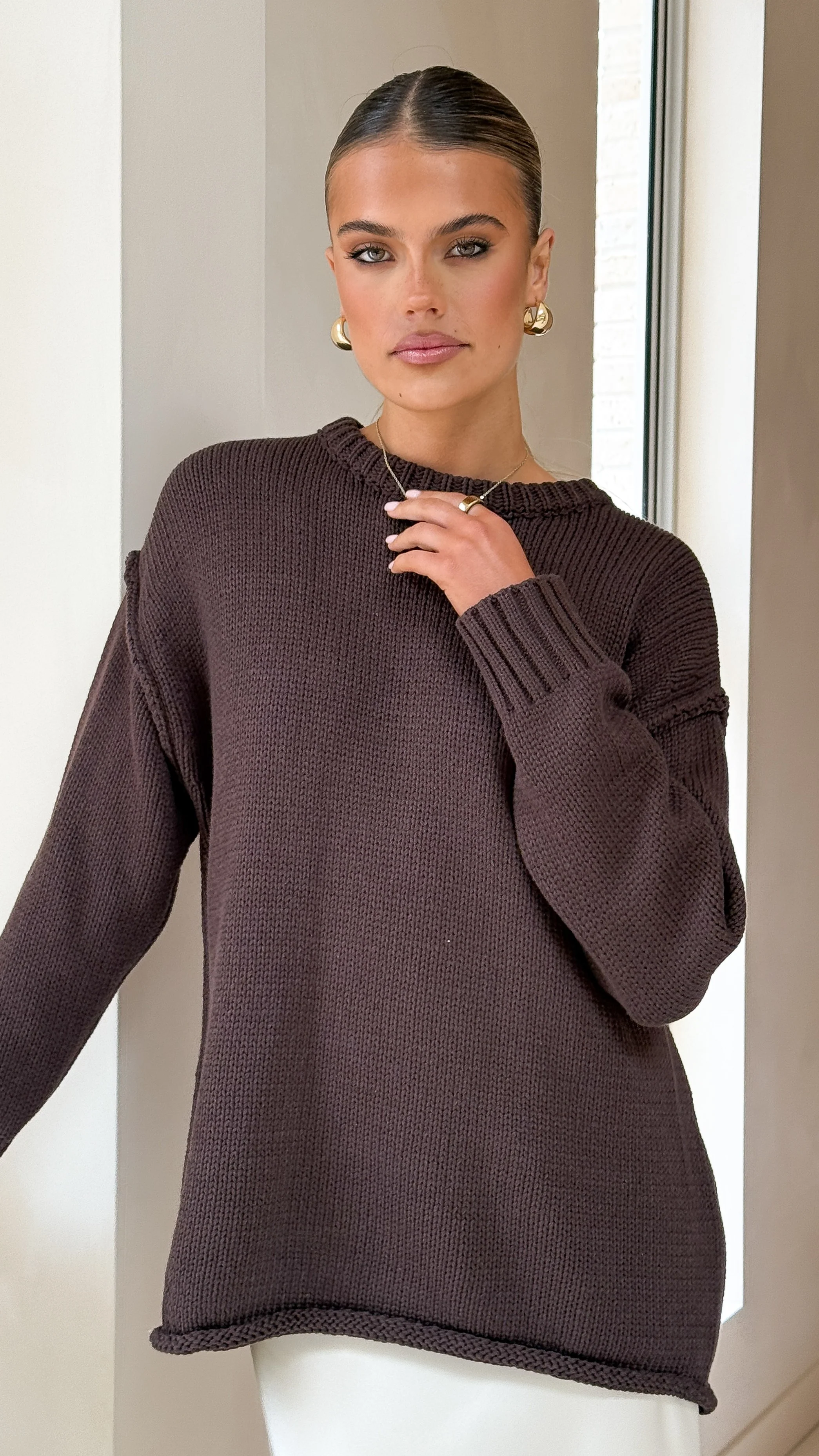 Delvine Knit Jumper - Chocolate - Image 5