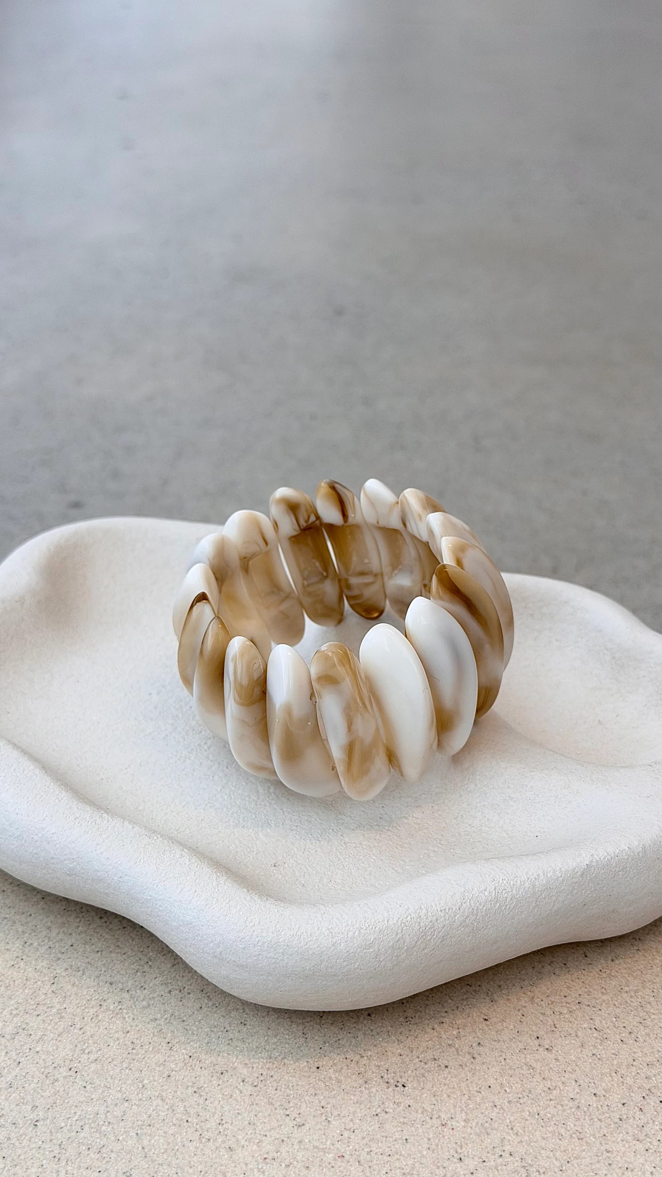 Destiny Stretch Bracelet - Cream Marble - Image 4
