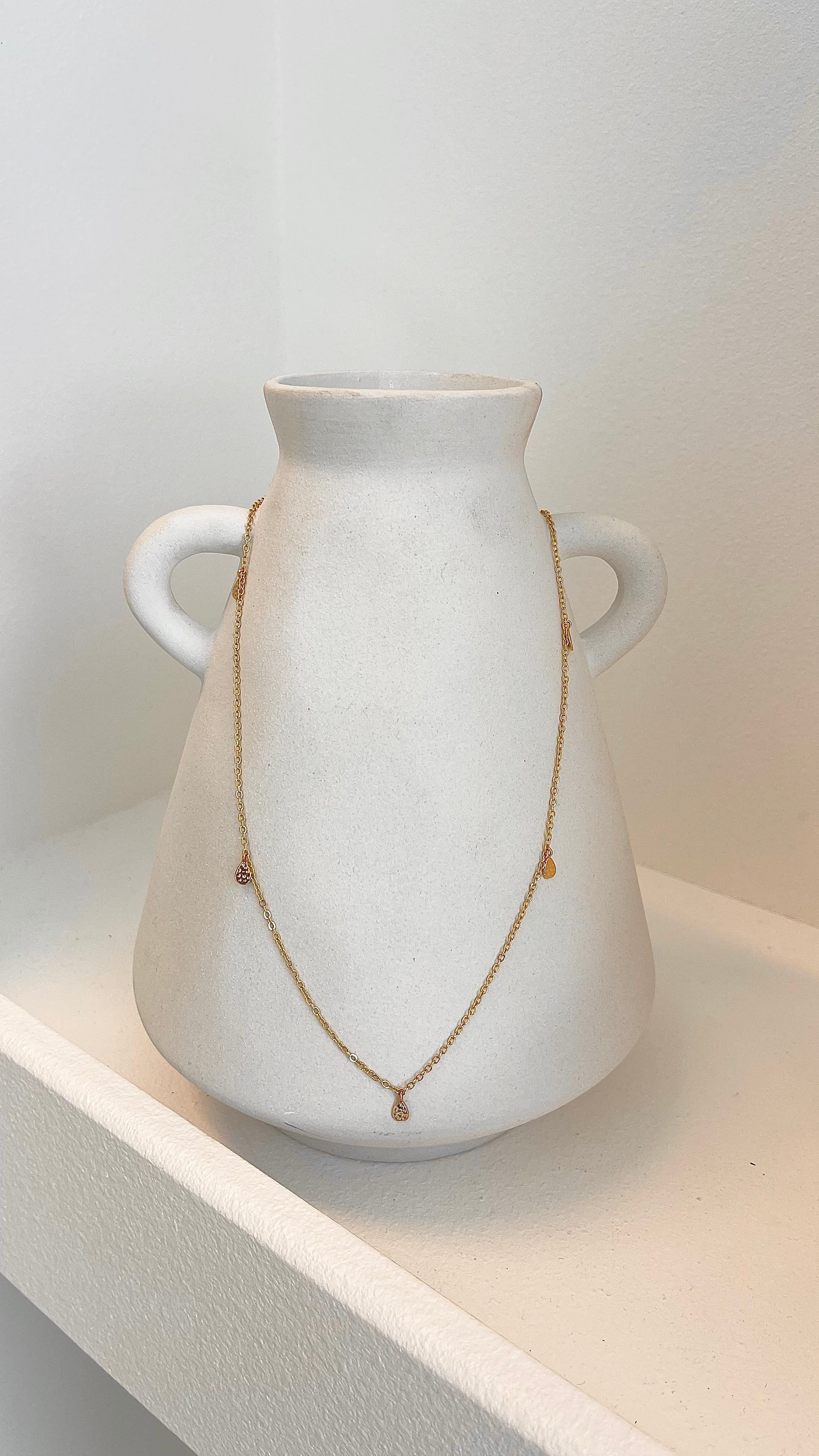 Diamanté Teardrop 18K Gold Plated Necklace - Gold - Image 3