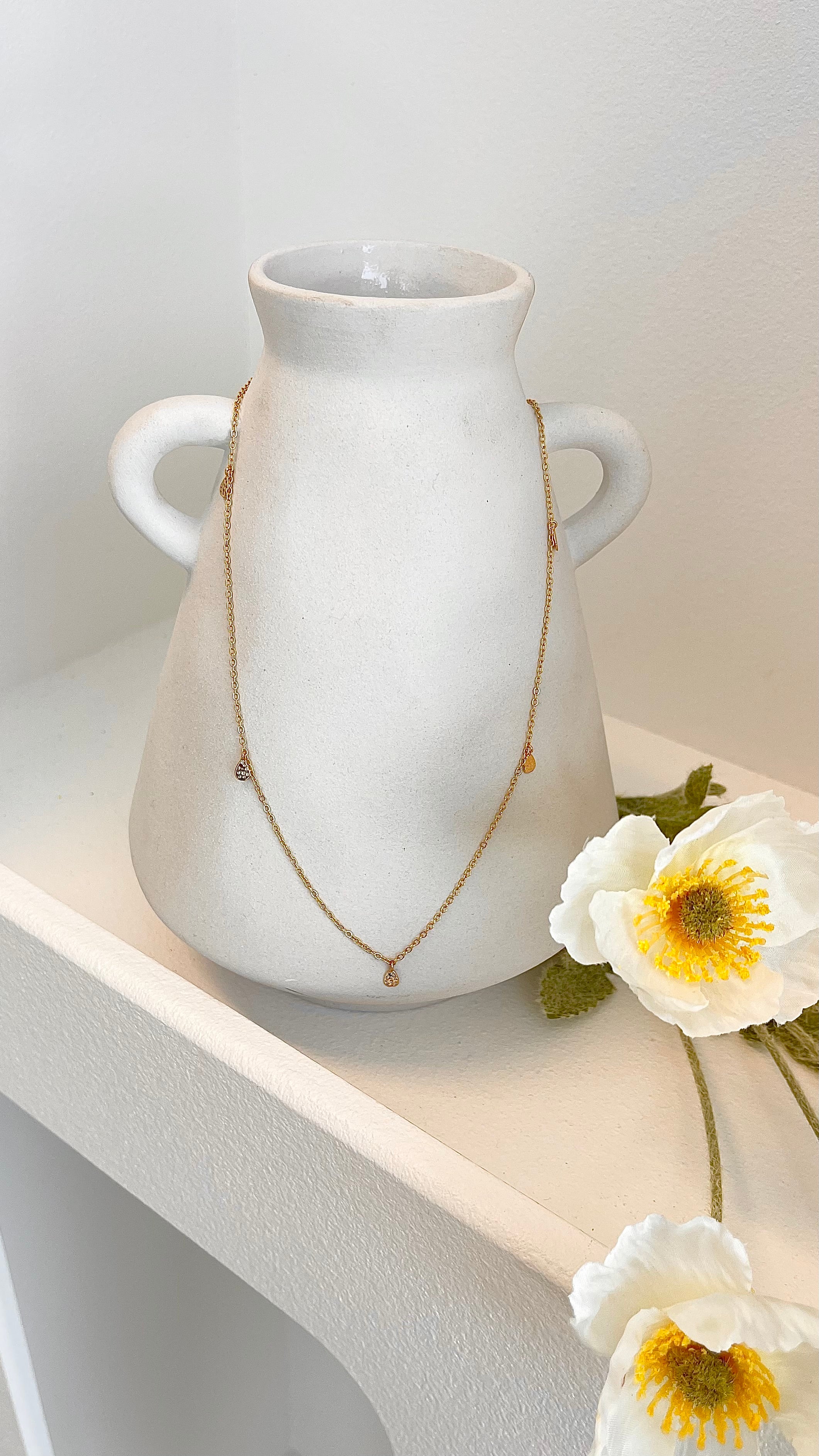 Diamanté Teardrop 18K Gold Plated Necklace - Gold - Image 5