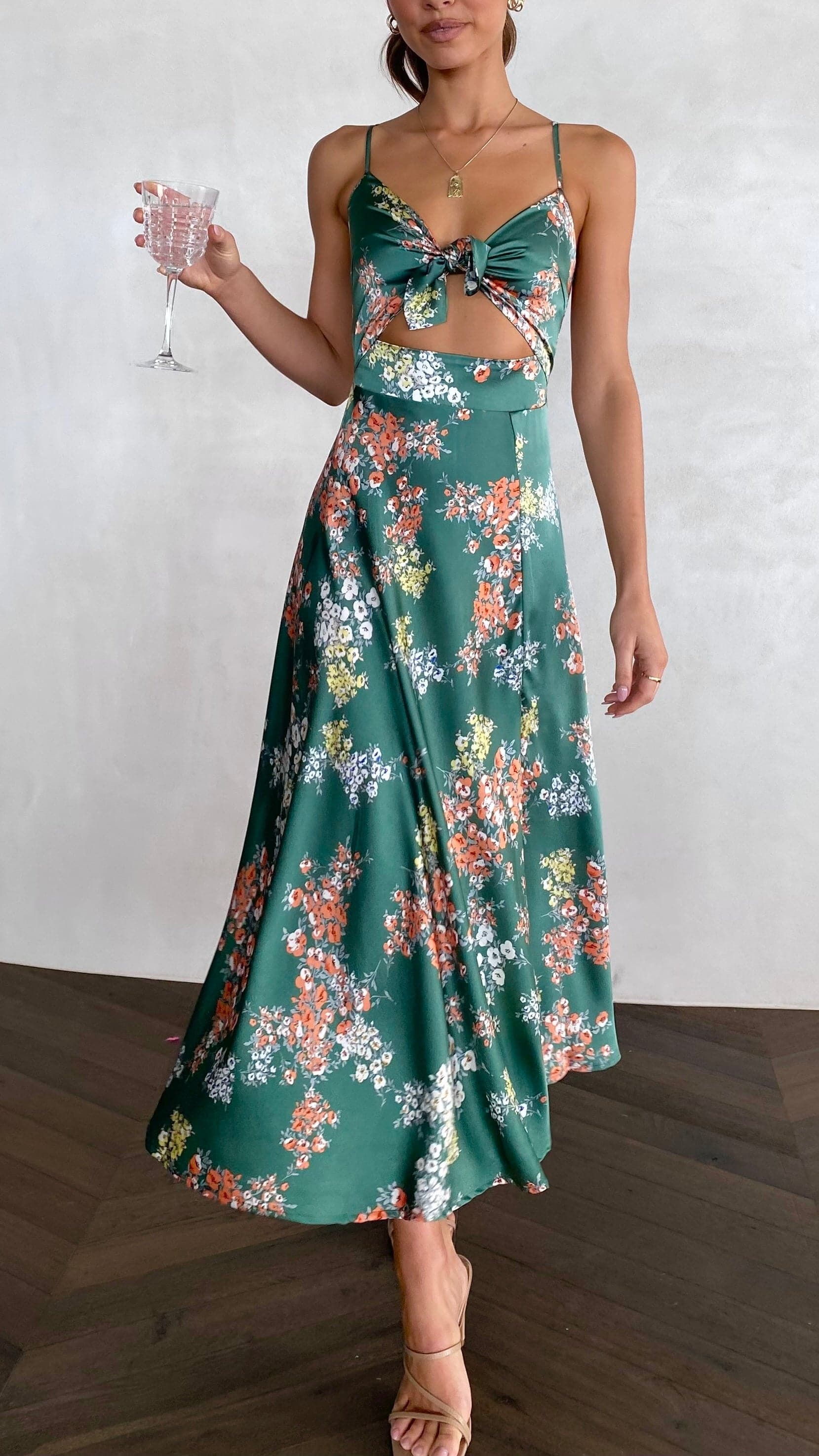 Dreamers Midi Dress - Green Floral - Image 10
