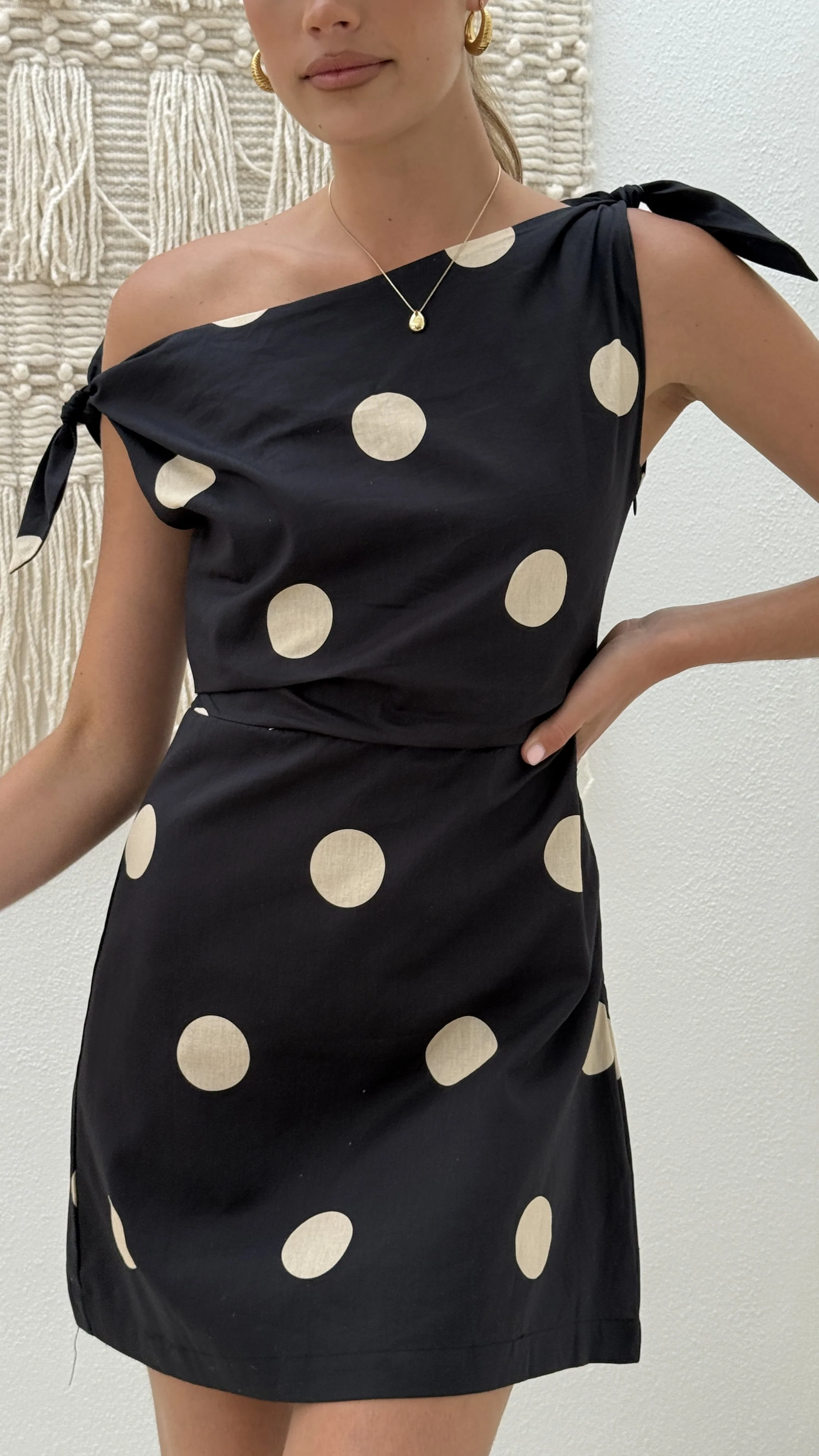 Ebbe Mini Dress - Black/Cream Polka - Image 4