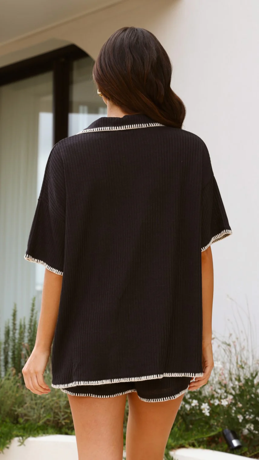 Eden Knit Top and Shorts Set - Black - Image 3