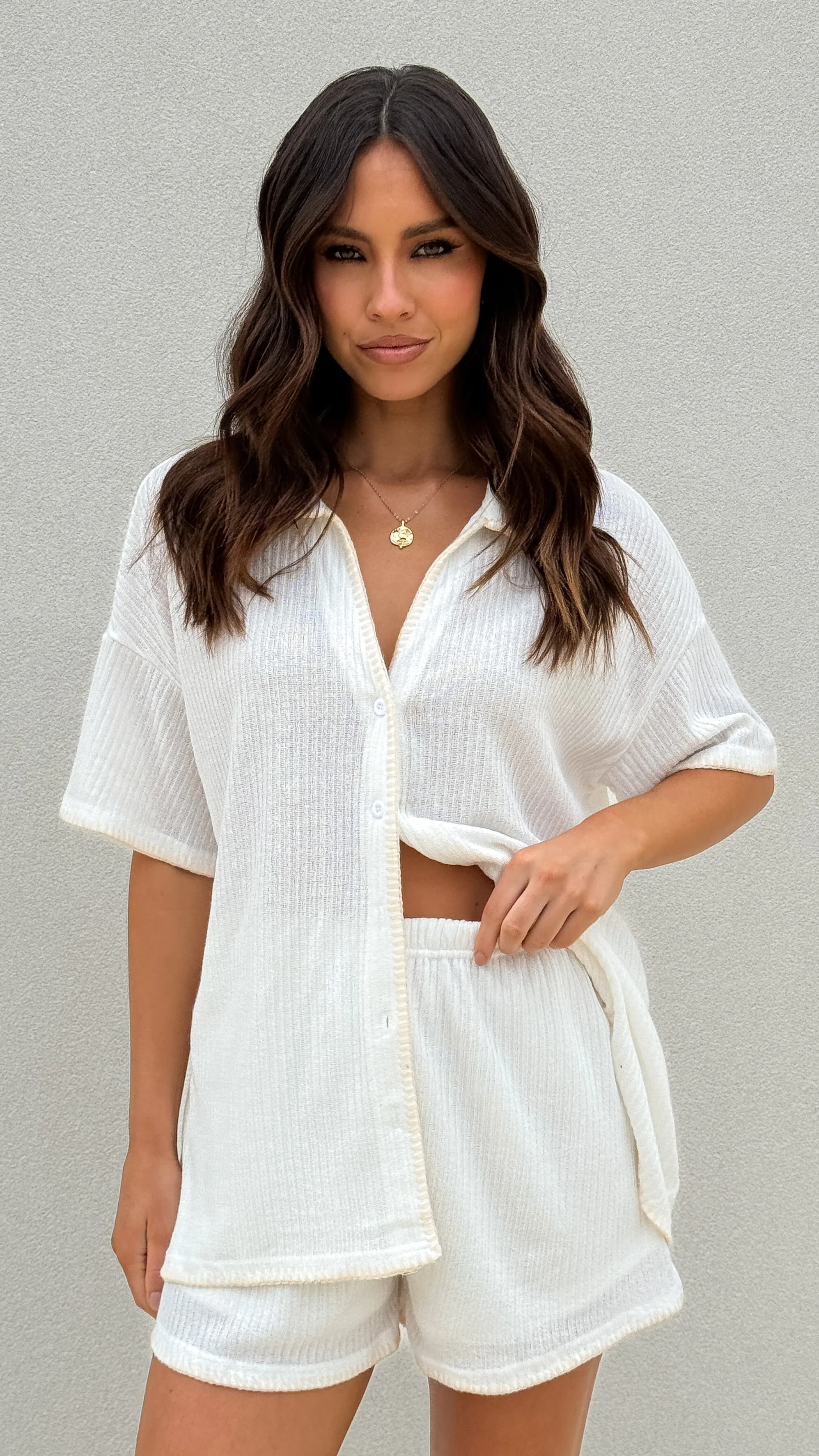 Eden Knit Top and Shorts Set - White - Image 2