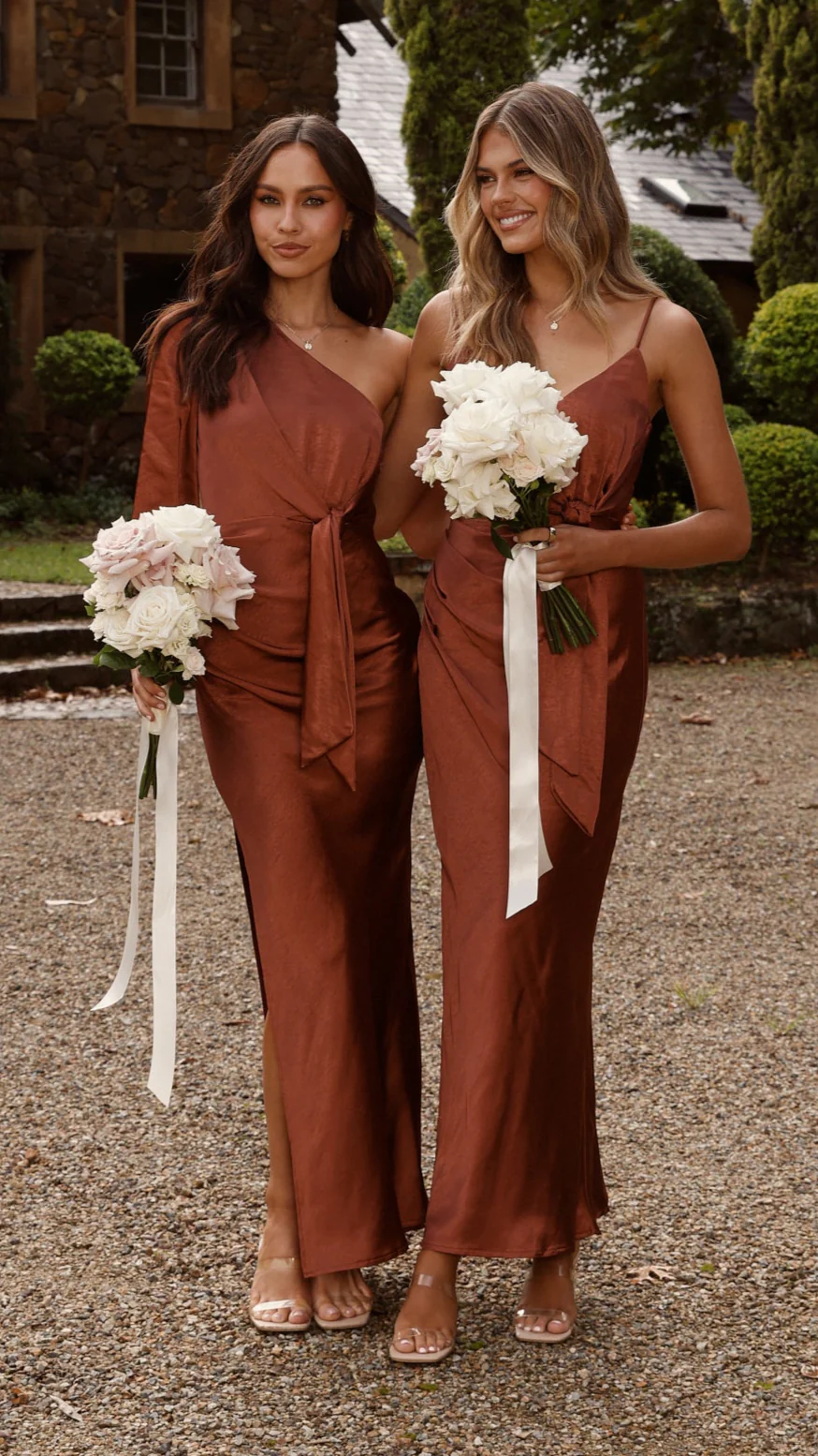 Eden One Shoulder Tie Front Maxi Dress - Rust - Image 8