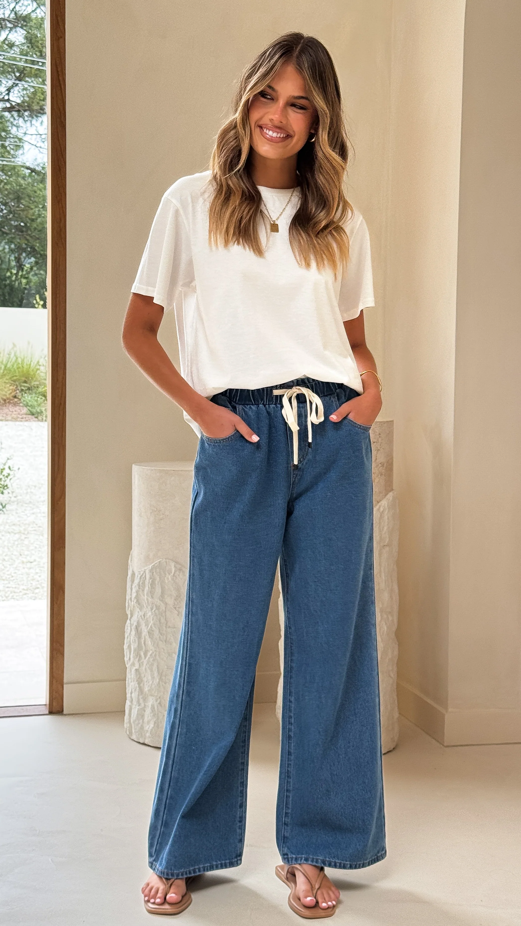 Elandra Wide Leg Pants - Dark Denim - Image 8