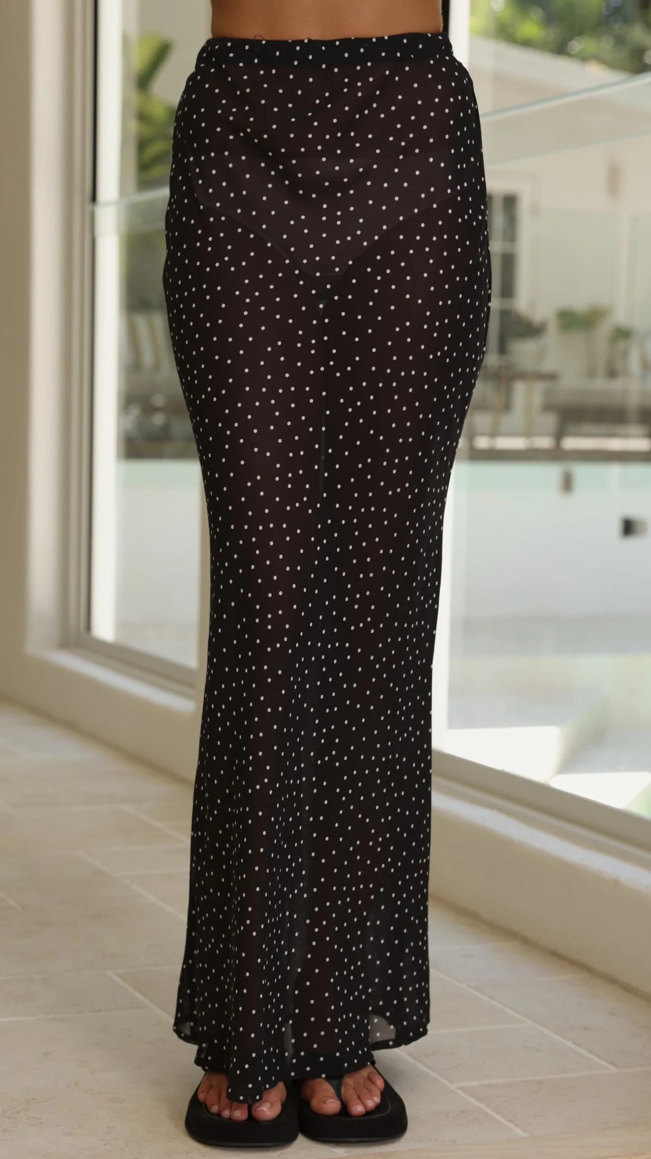 Elena Top and Maxi Skirt Set - White/Black Polka - Image 4