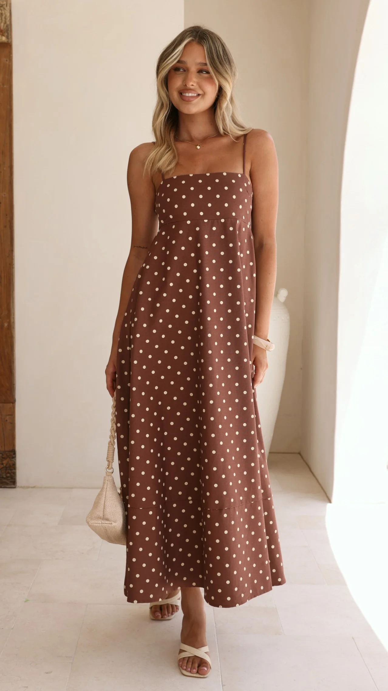 Elie Maxi Dress - Chocolate/Cream Polka Dot - Image 11