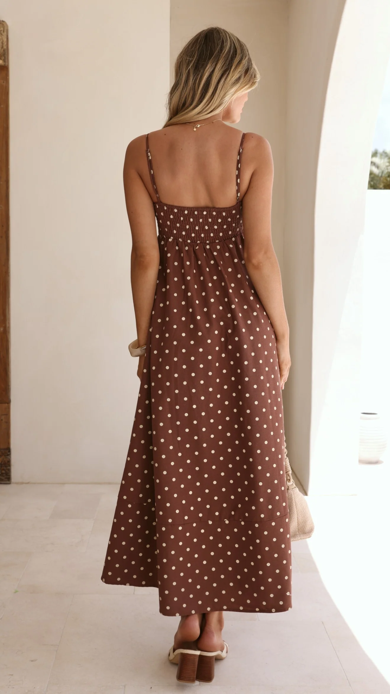 Elie Maxi Dress - Chocolate/Cream Polka Dot - Image 6