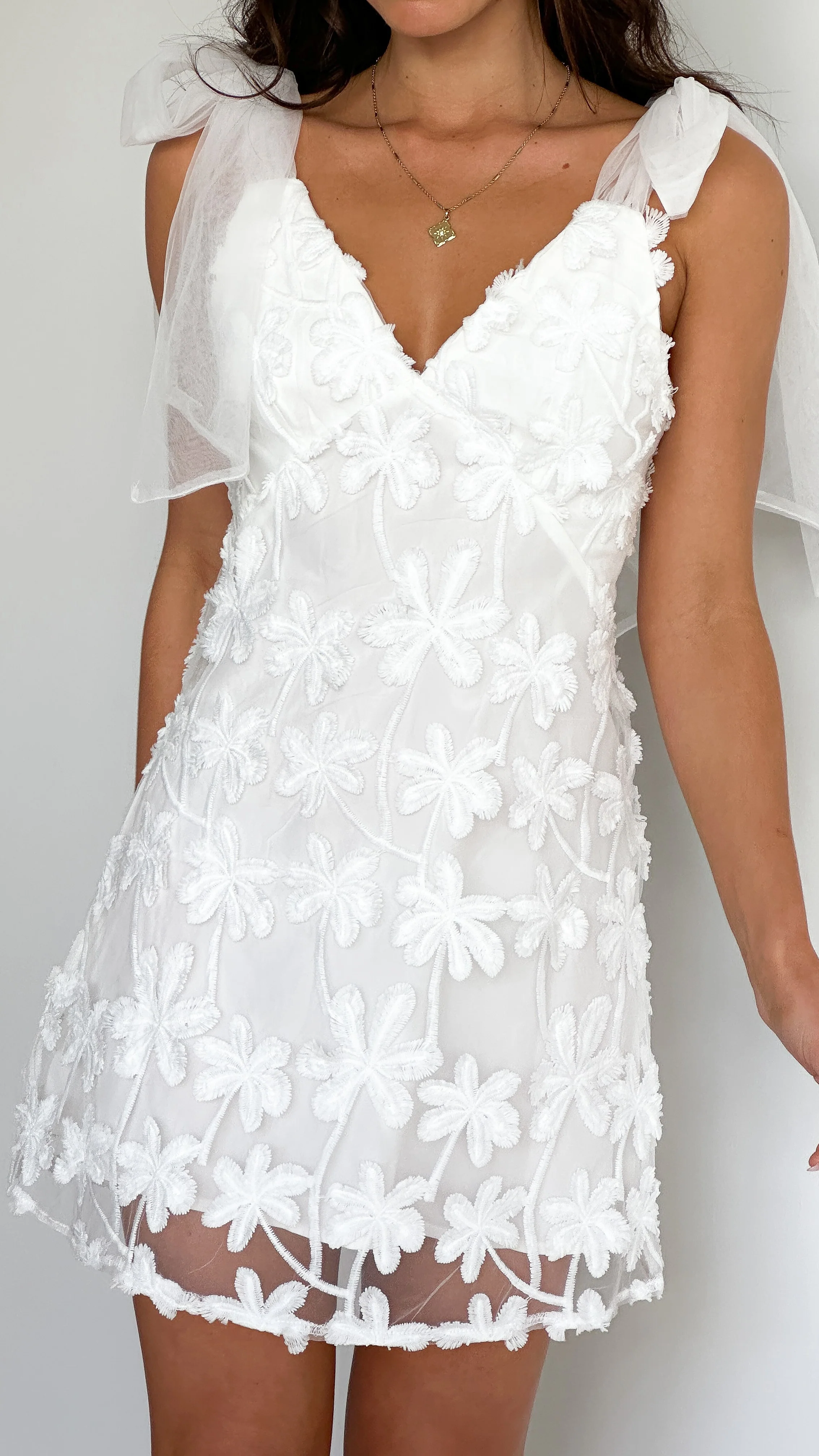 Elizabeth Mini Dress - White - Image 3