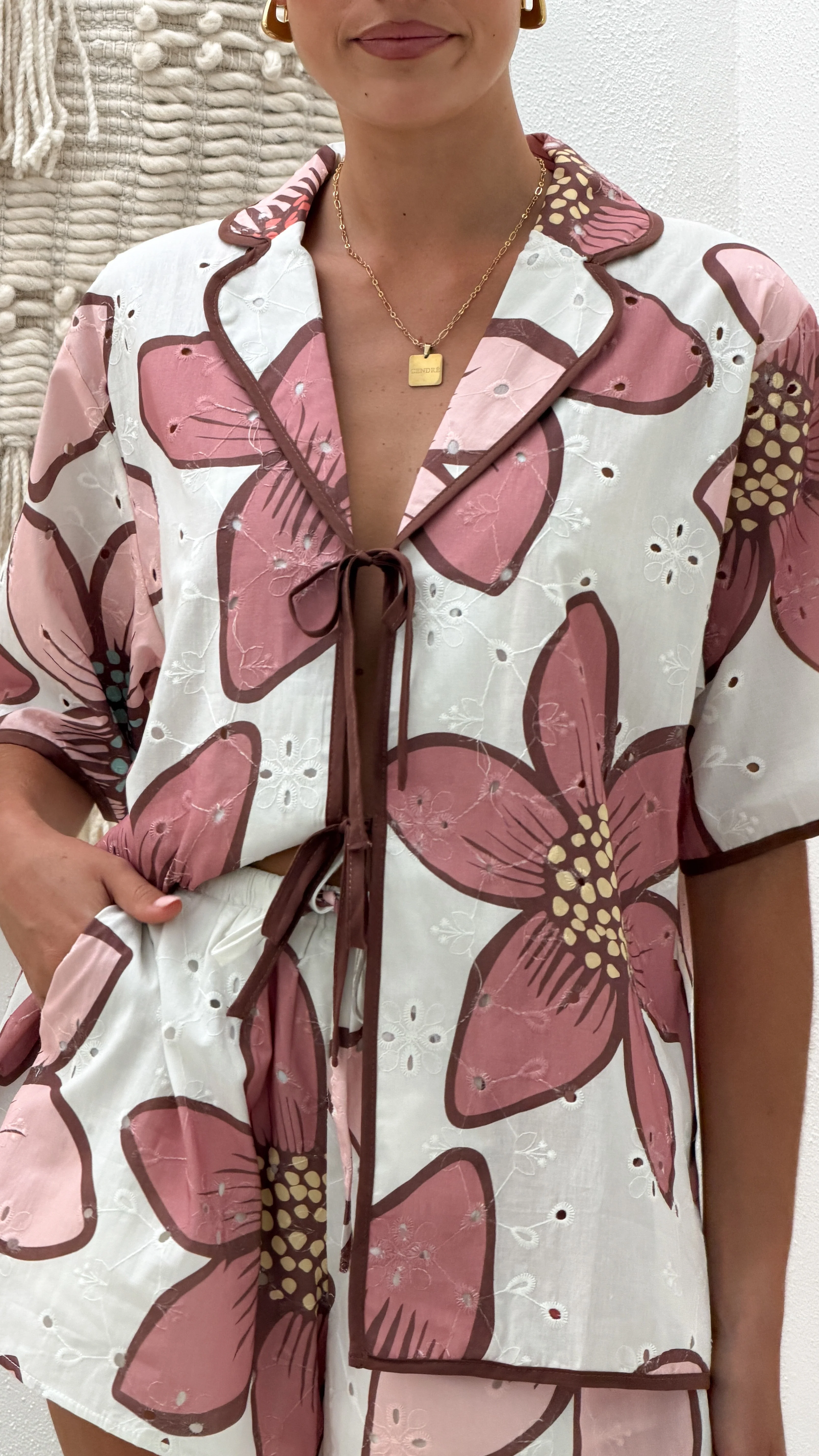 Eloise Eyelet Top - Botanic Pink Print - Image 12