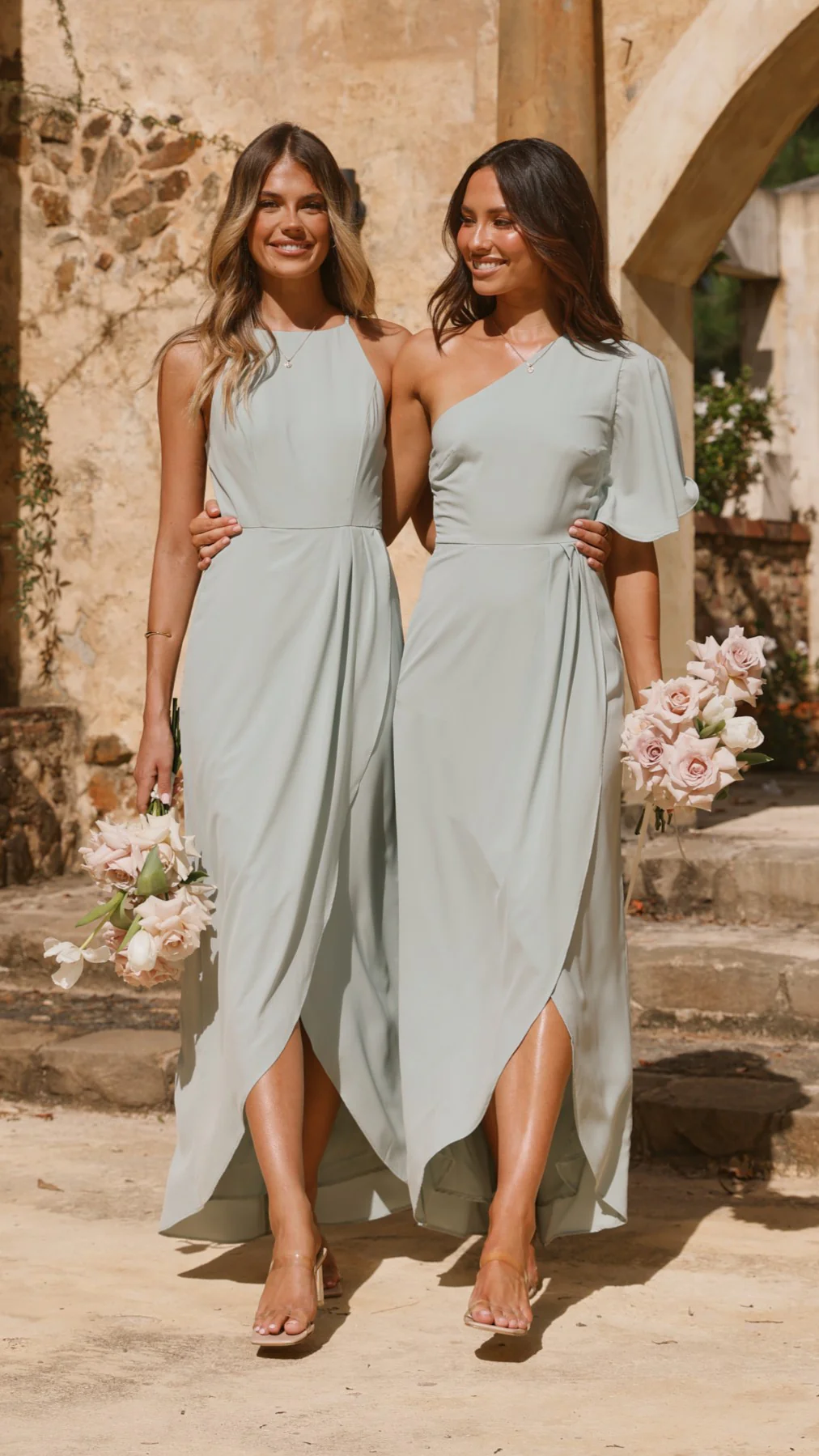 Emma One Sleeve Maxi Dress - Sage - Image 10