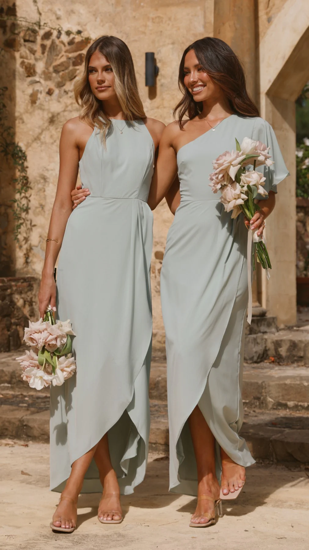 Emma One Sleeve Maxi Dress - Sage - Image 6