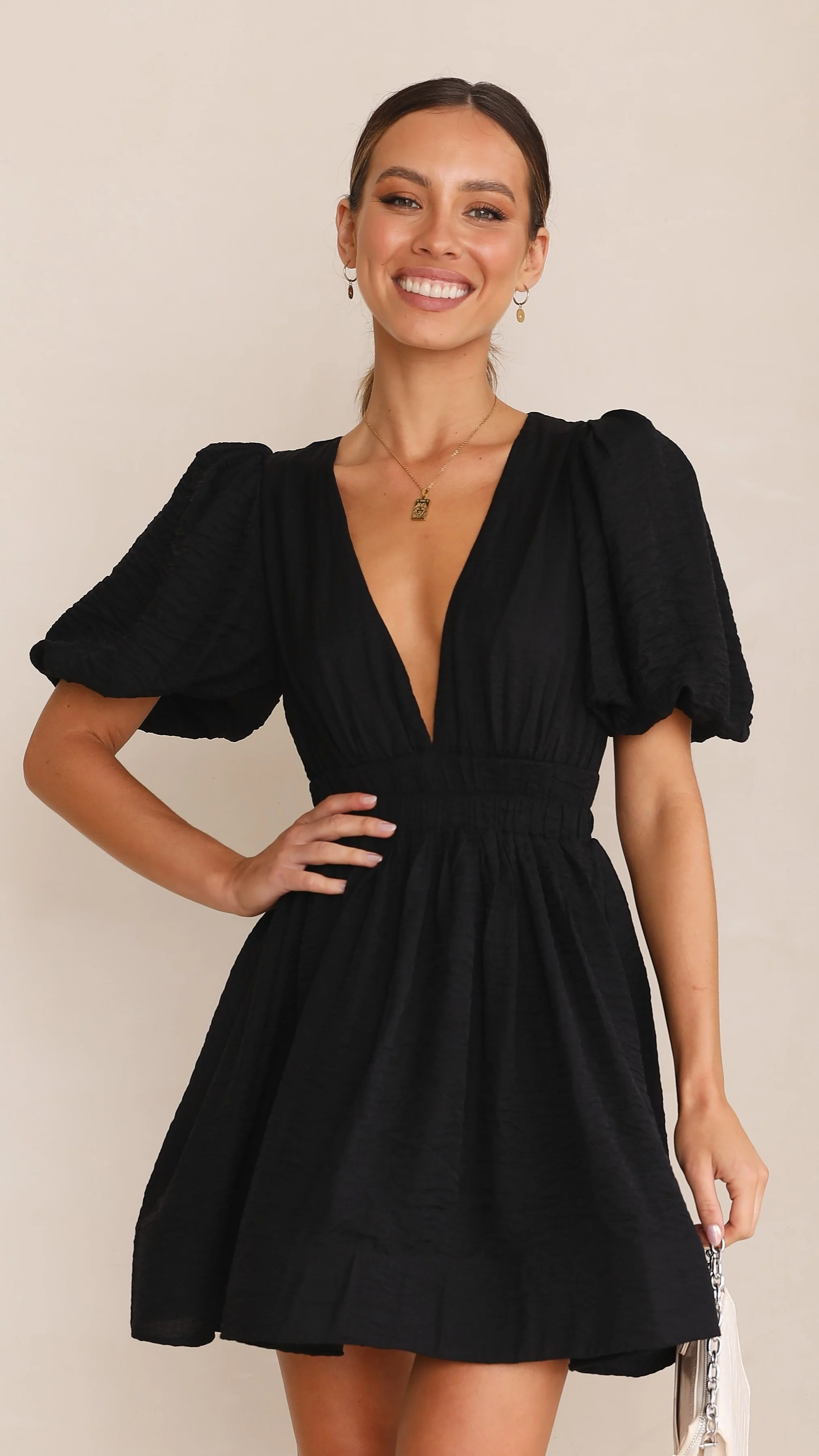 Erin Mini Dress - Black - Image 4