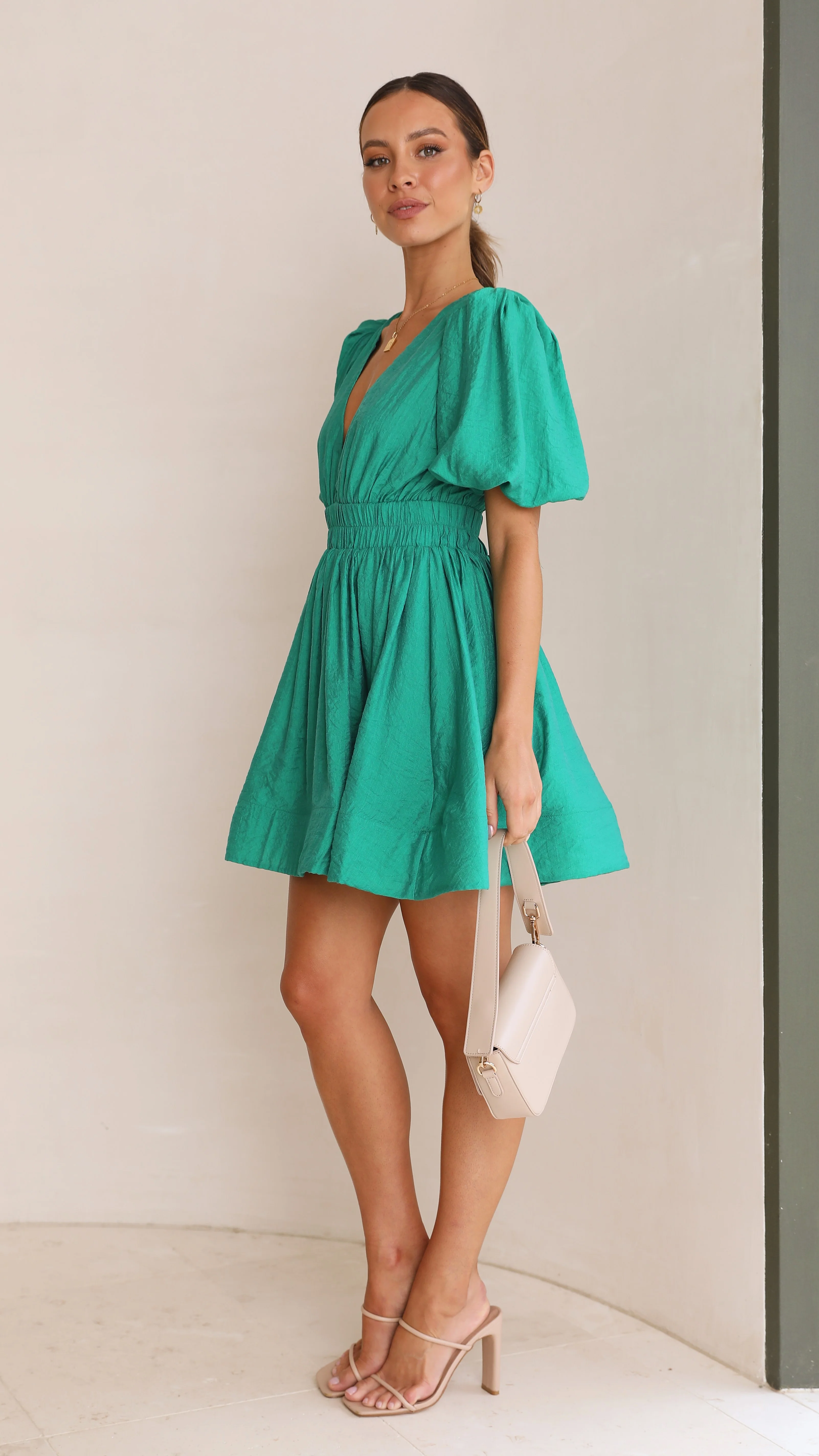 Erin Mini Dress - Emerald - Image 12